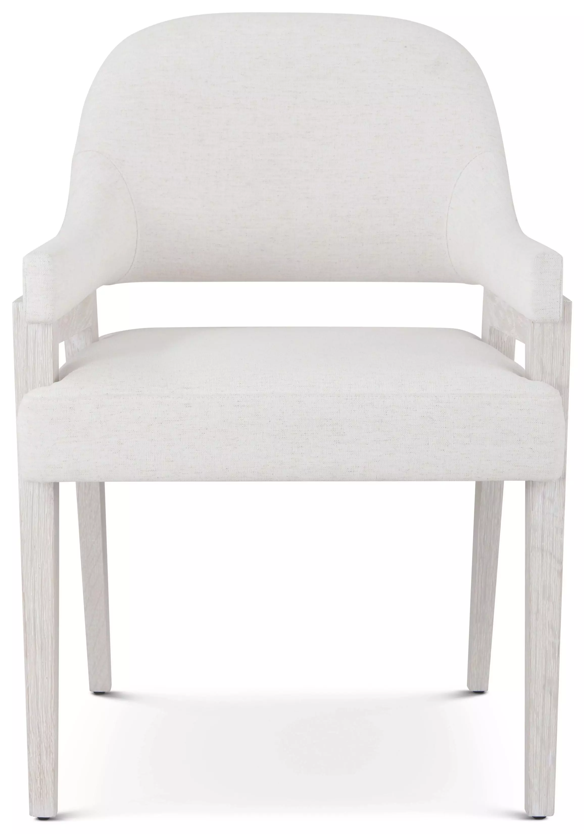 Coastal White and Sandbar Upholstered Delray Dining Arm Chair Set