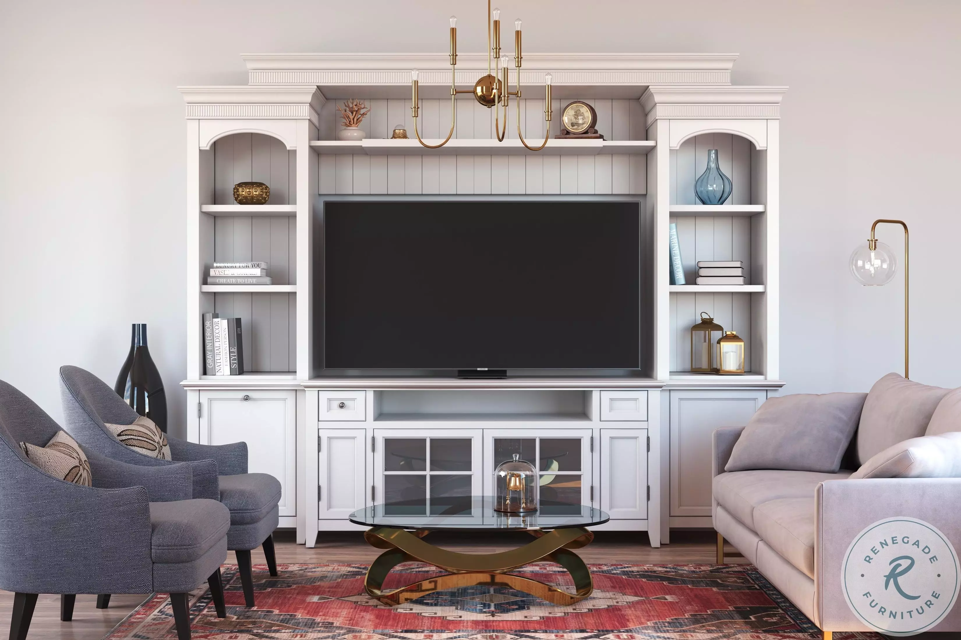 Welty Vintage White 3 Piece Small Entertainment Wall From Golden