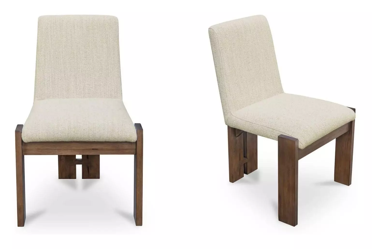 Mia Rubberwood Beige Upholstered Armless Dining Chair