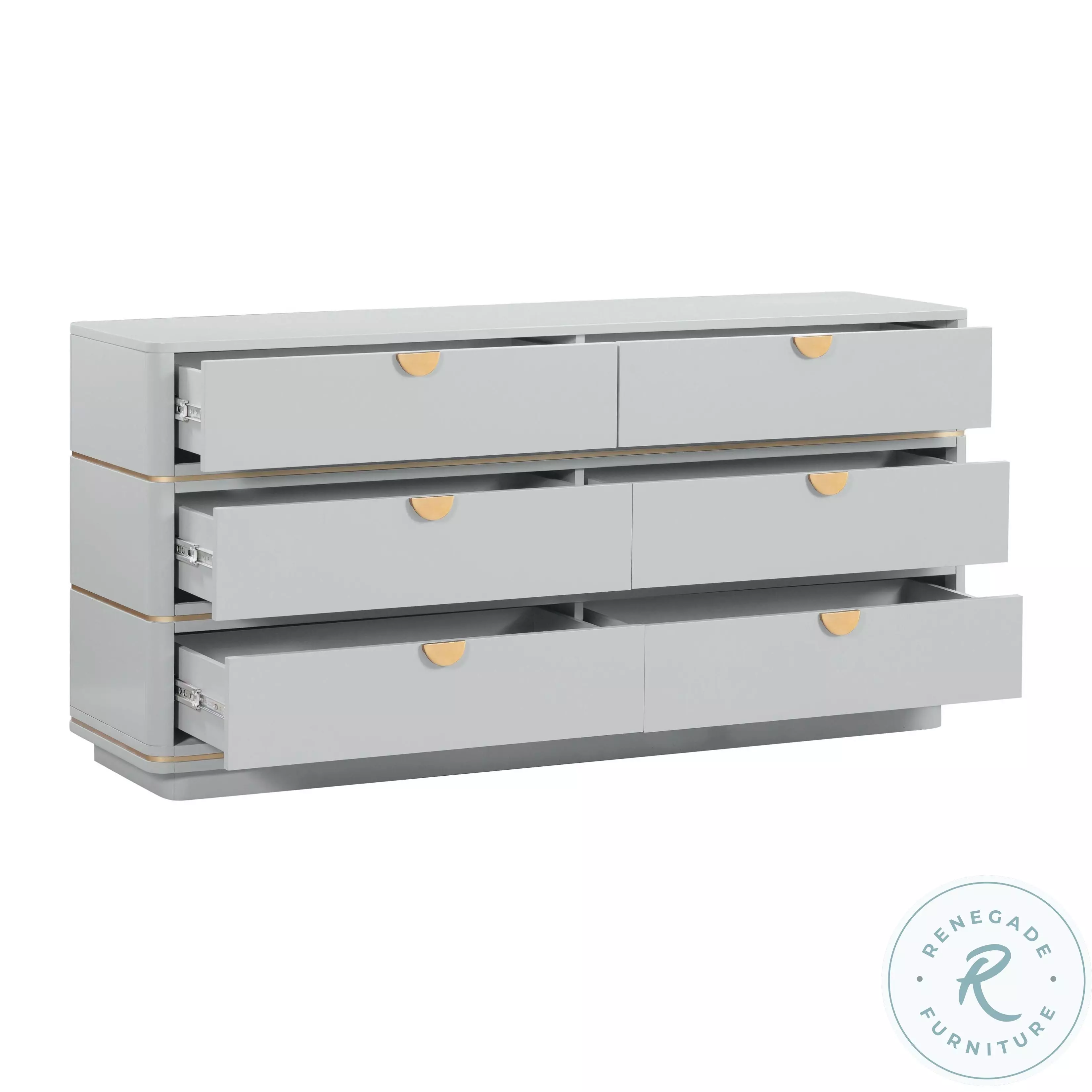 Julieta Grey 6 Drawer Dresser From TOV | Coleman Furniture