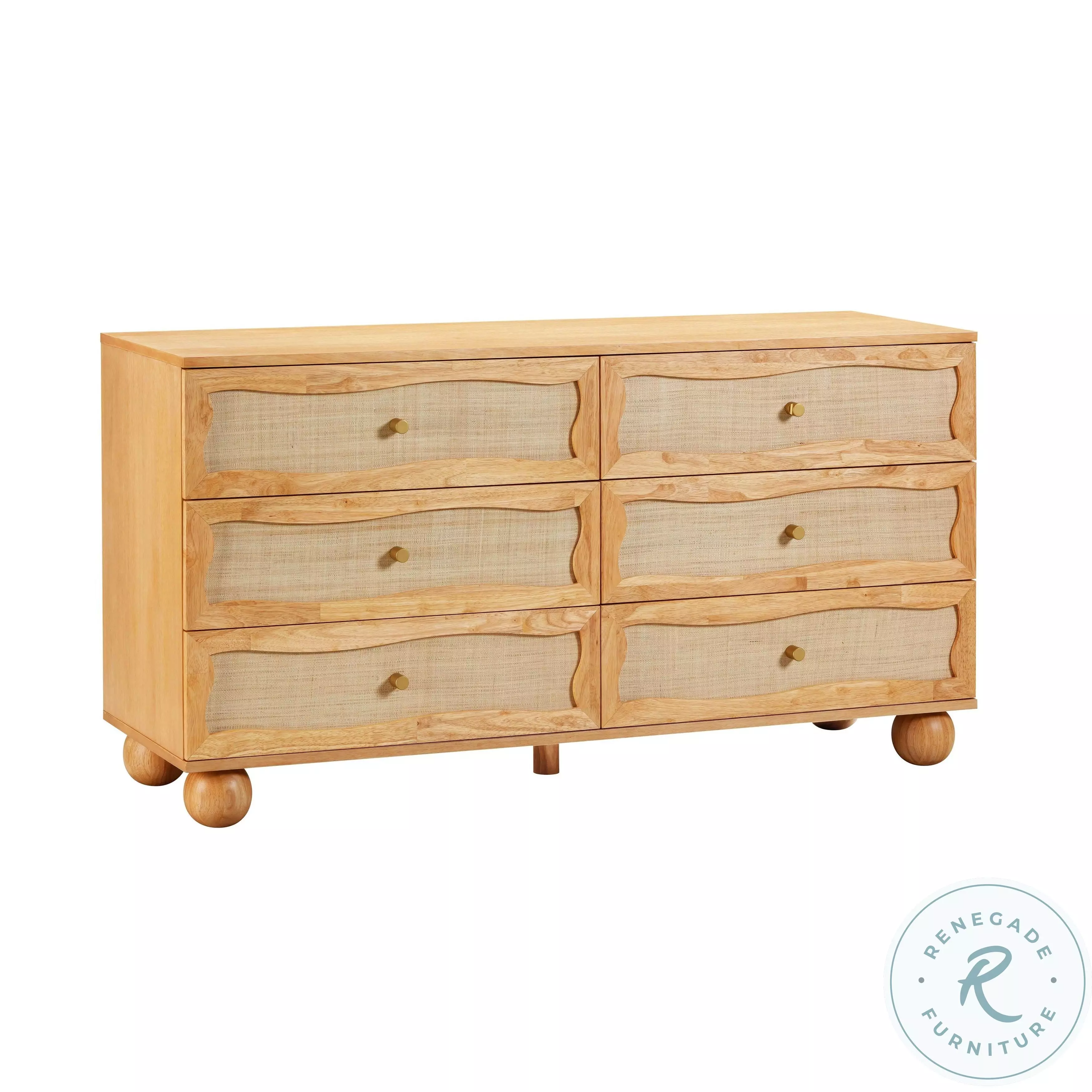 Grappa Natural Wood And Rattan Wavy Dresser From TOV | Coleman