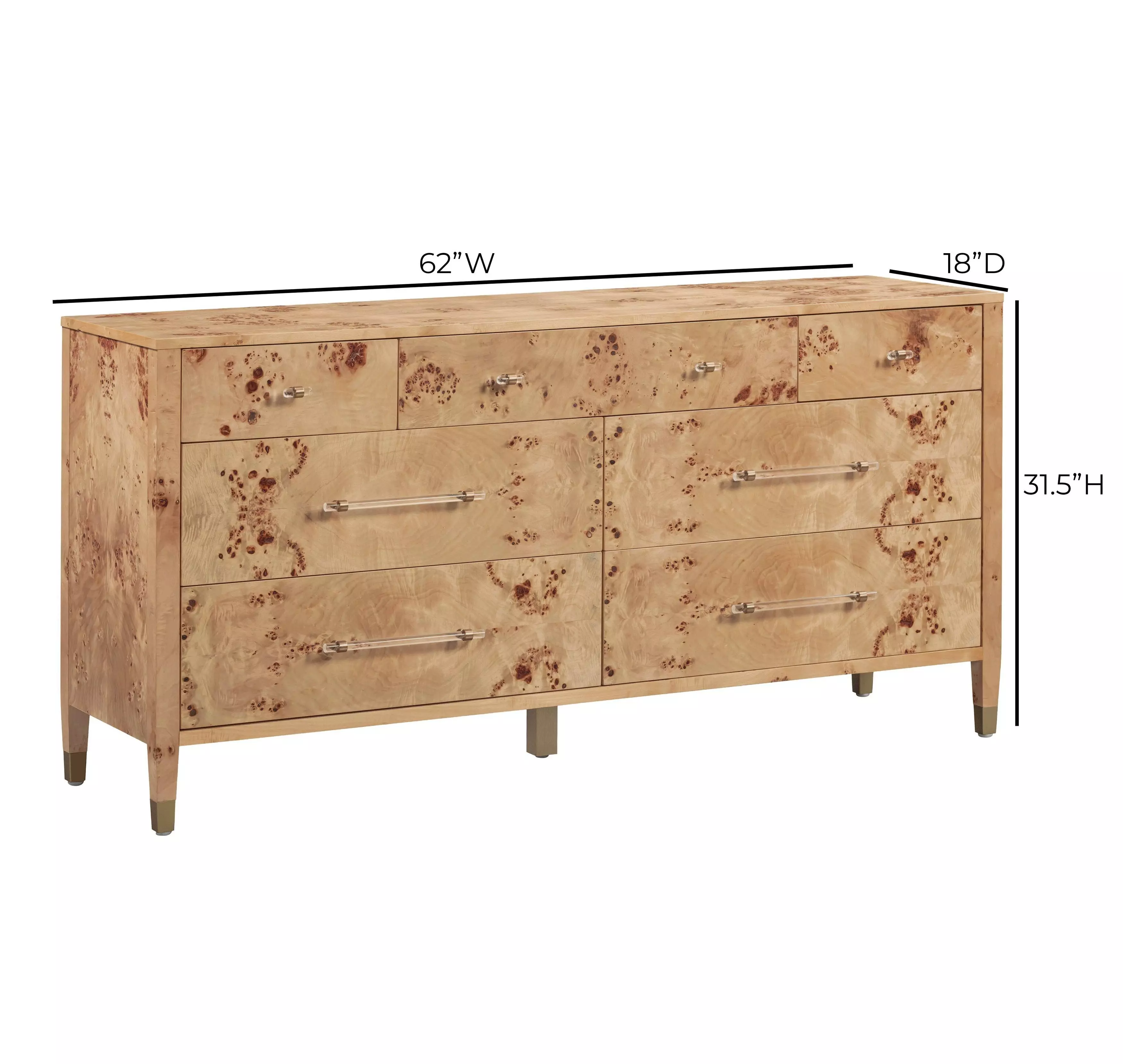 Brandyss Honey Burl 7 Drawer Dresser