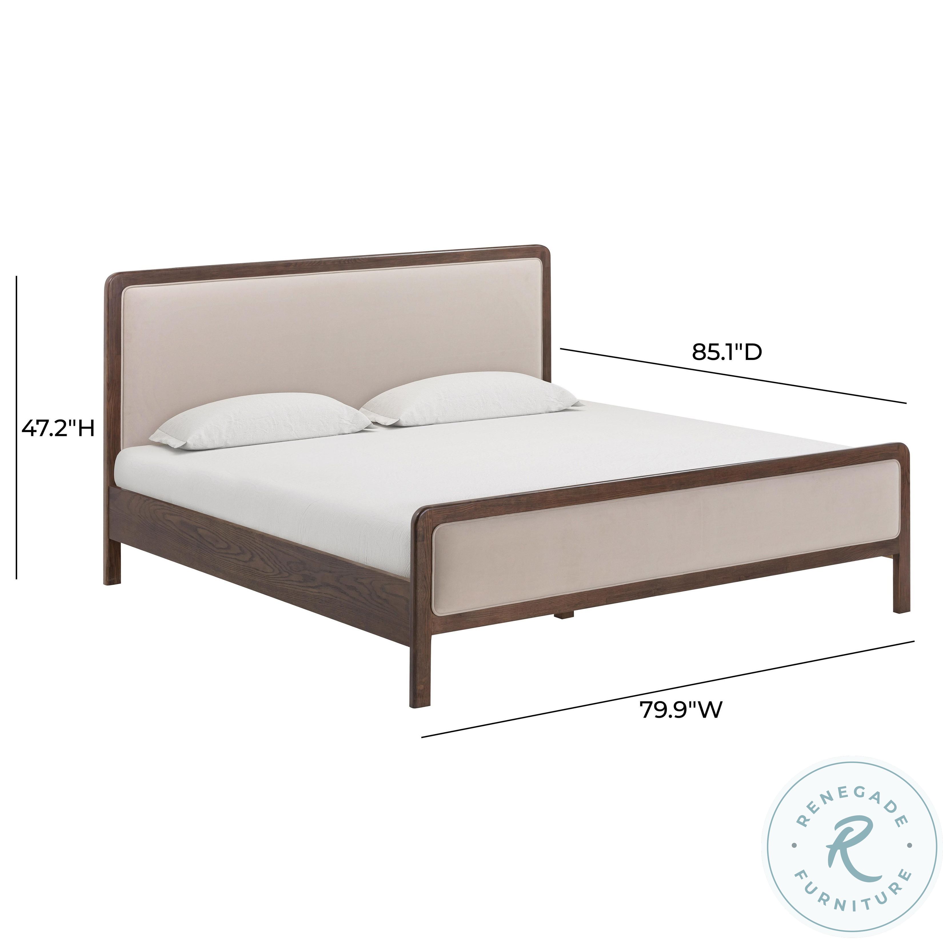 Hella Taupe Velvet King Upholstered Bed