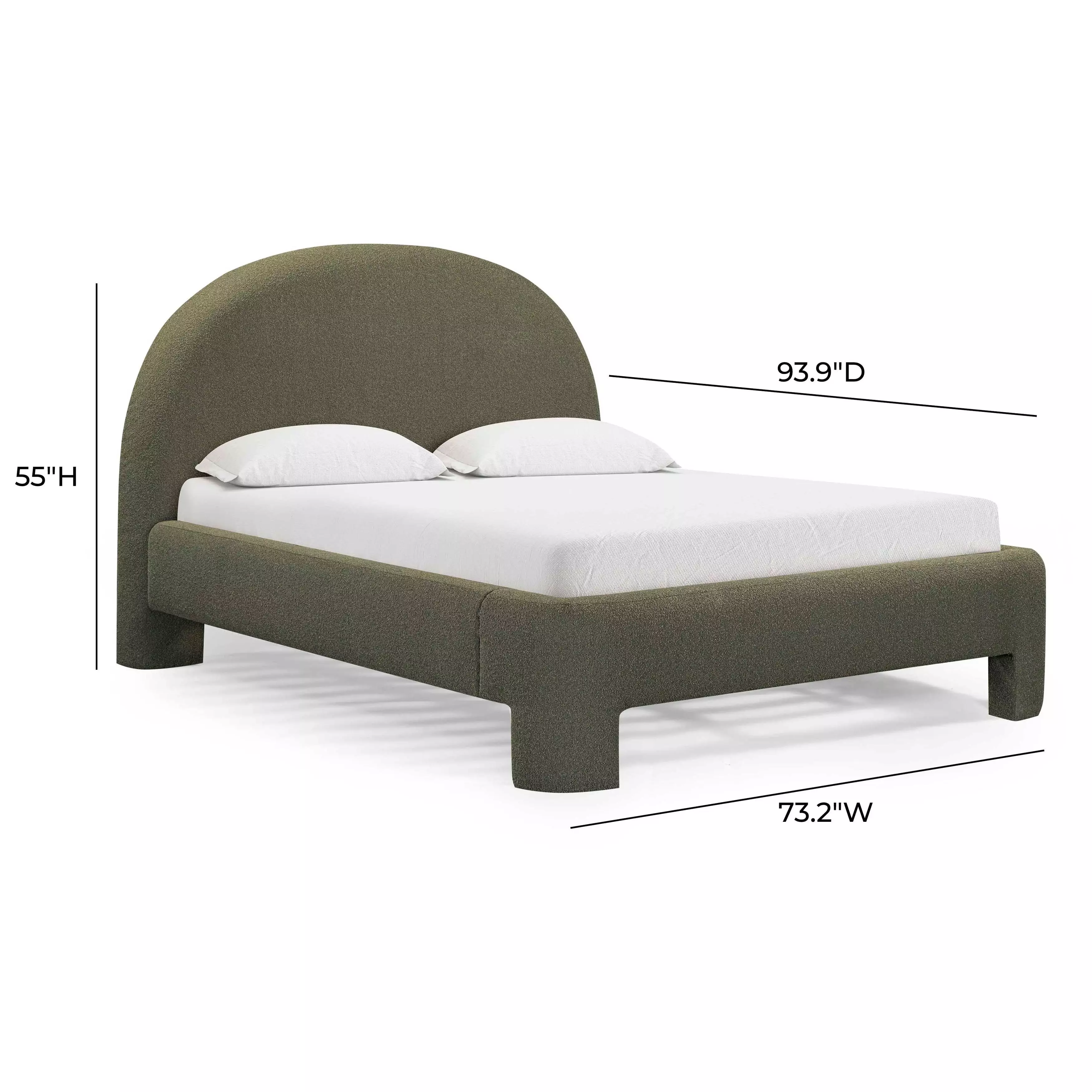 Orphea Kale Green Performance Fabric Queen Upholstered Panel Bed