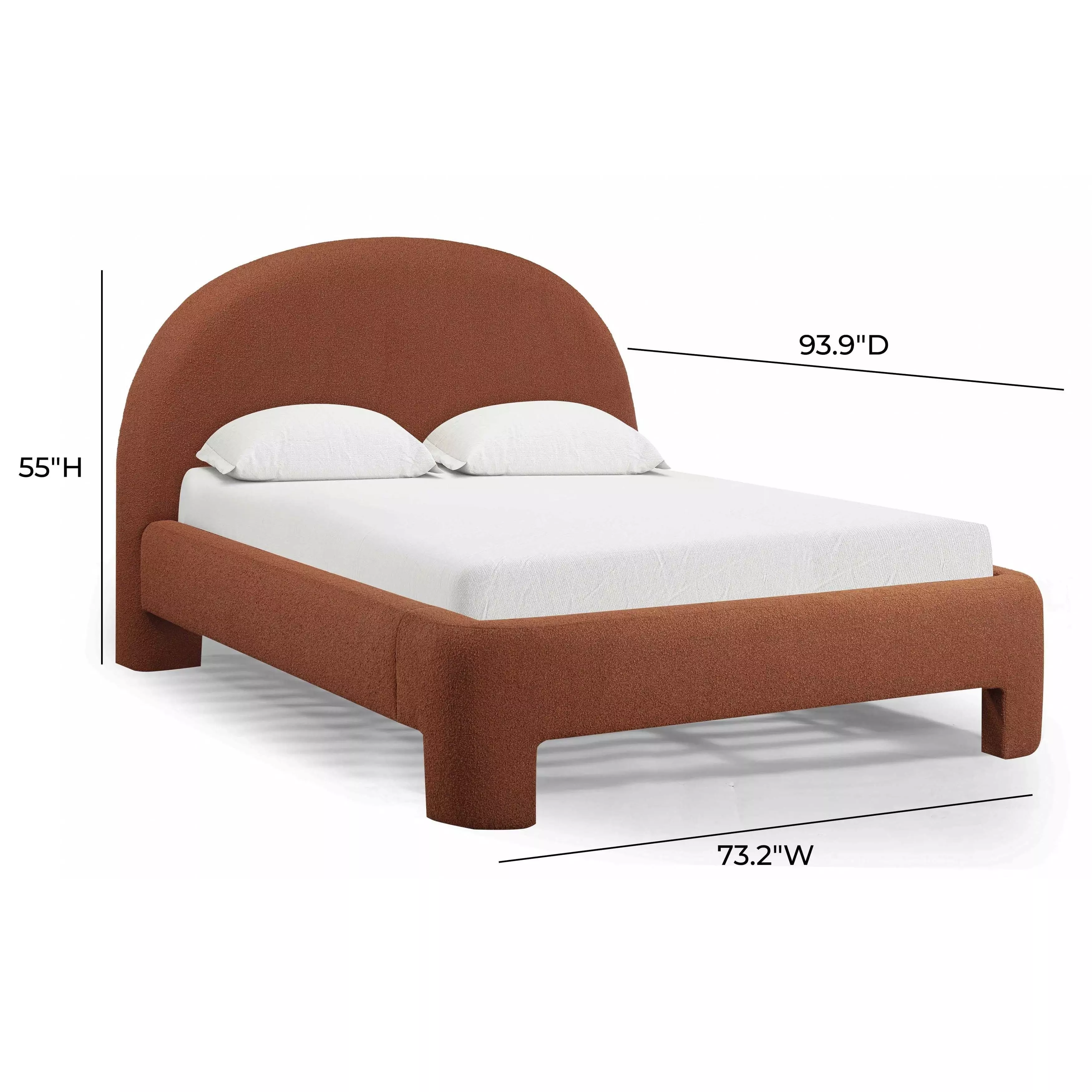 Orphea Autumn Red Performance Fabric Queen Upholstered Panel Bed