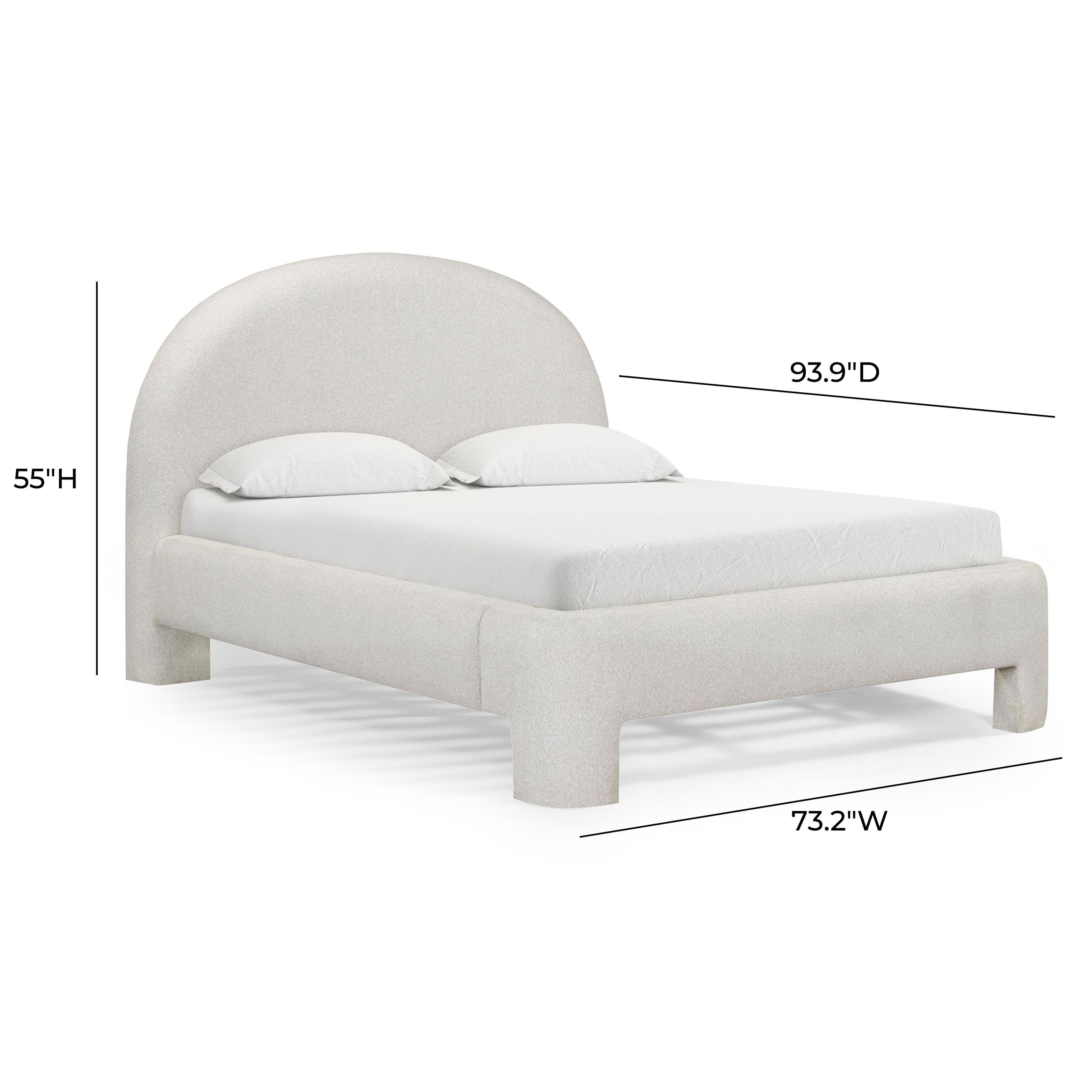 Orphea Off White Performance Fabric Queen Upholstered Panel Bed