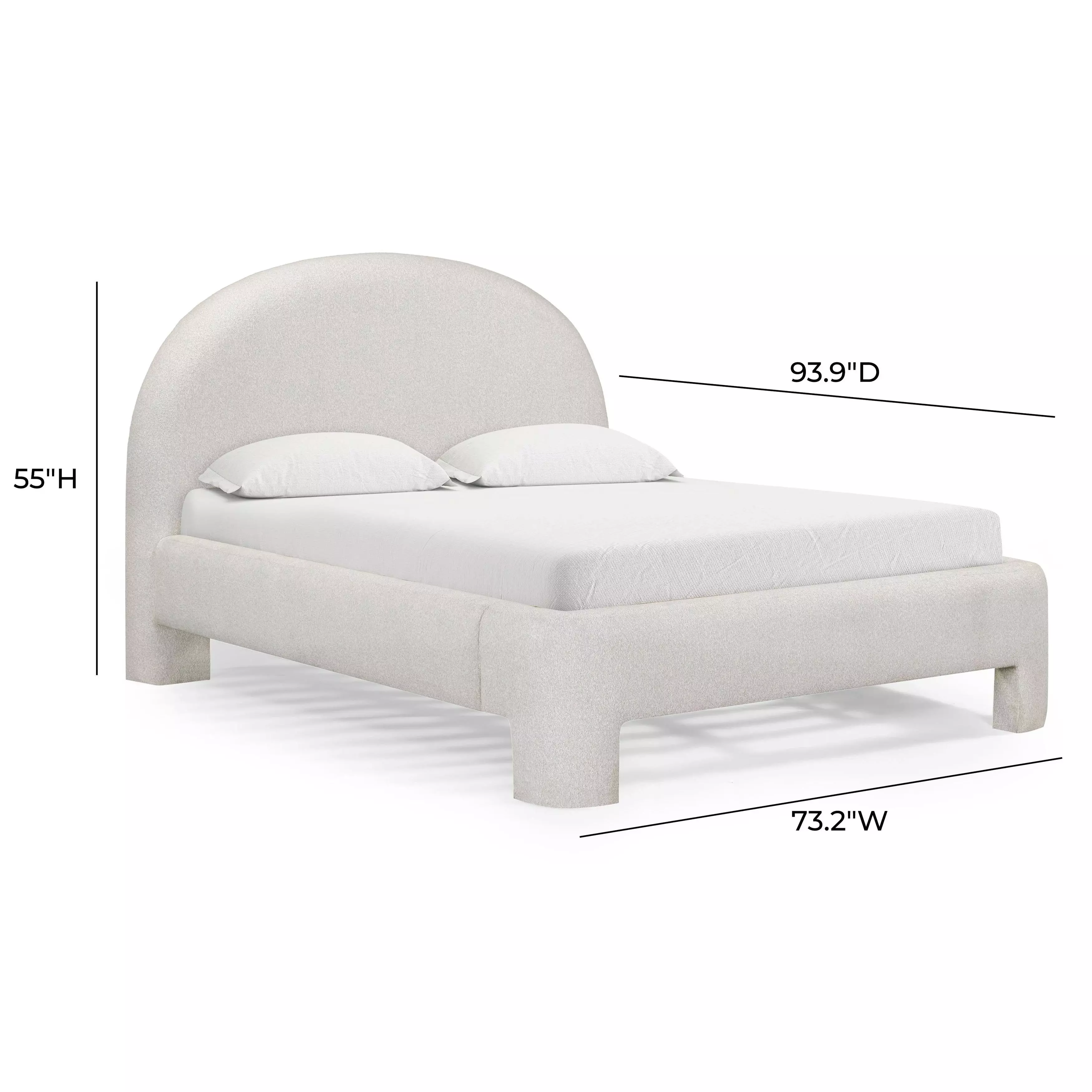 Orphea Off White Performance Fabric Queen Upholstered Panel Bed