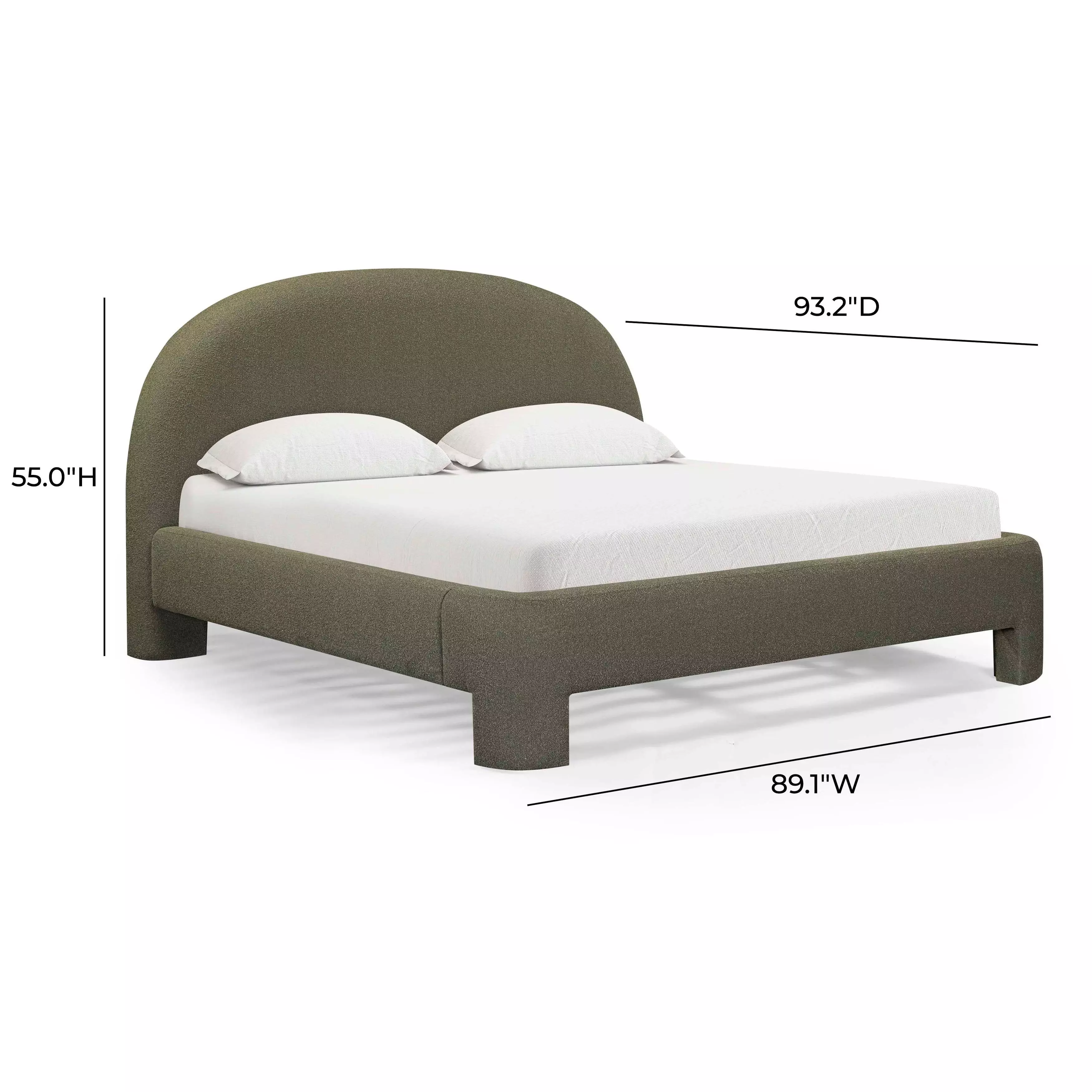 Orphea Kale Green Performance Fabric King Upholstered Panel Bed