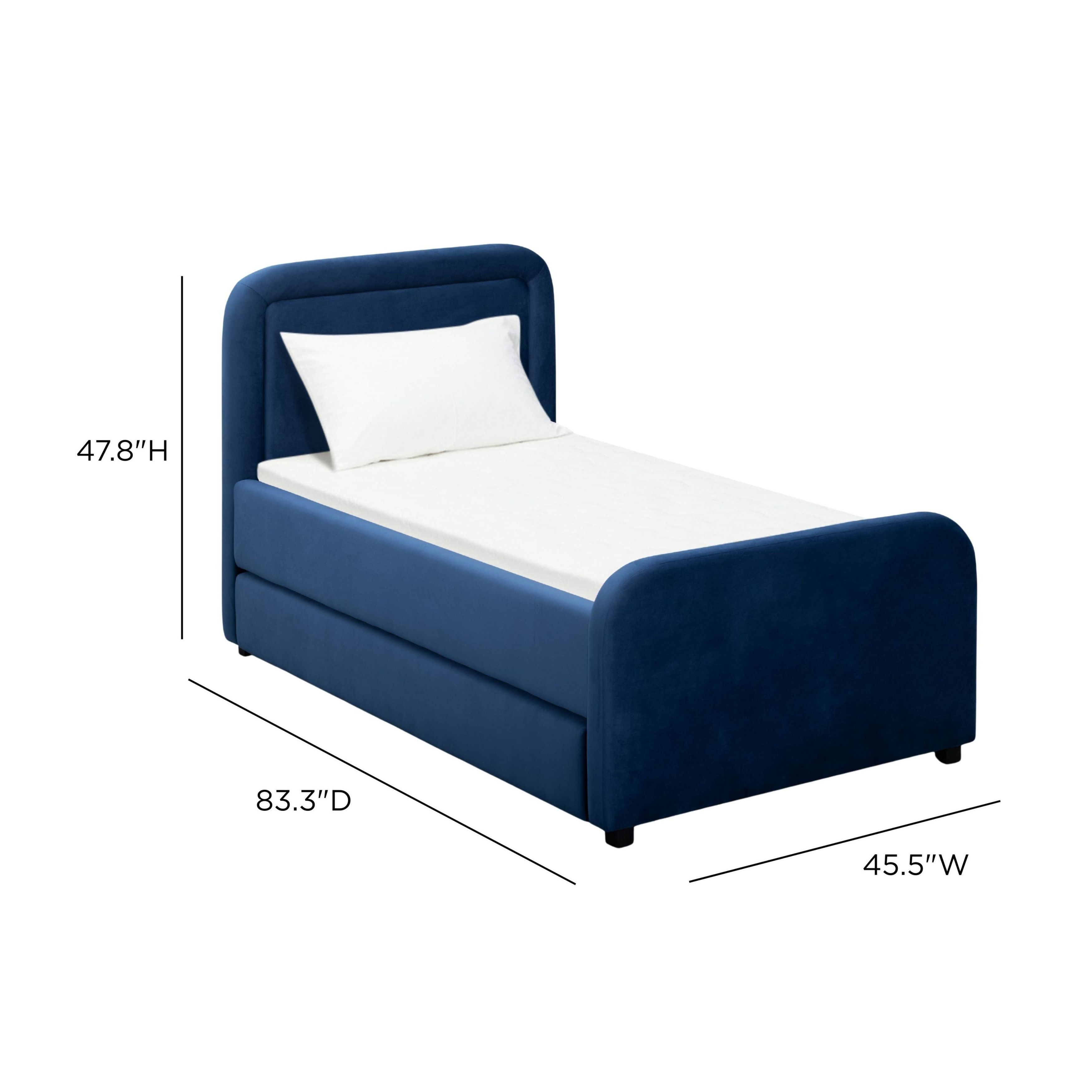 Briella Navy Blue Performance Velvet Twin Upholstered Panel Storage Trundle Bed