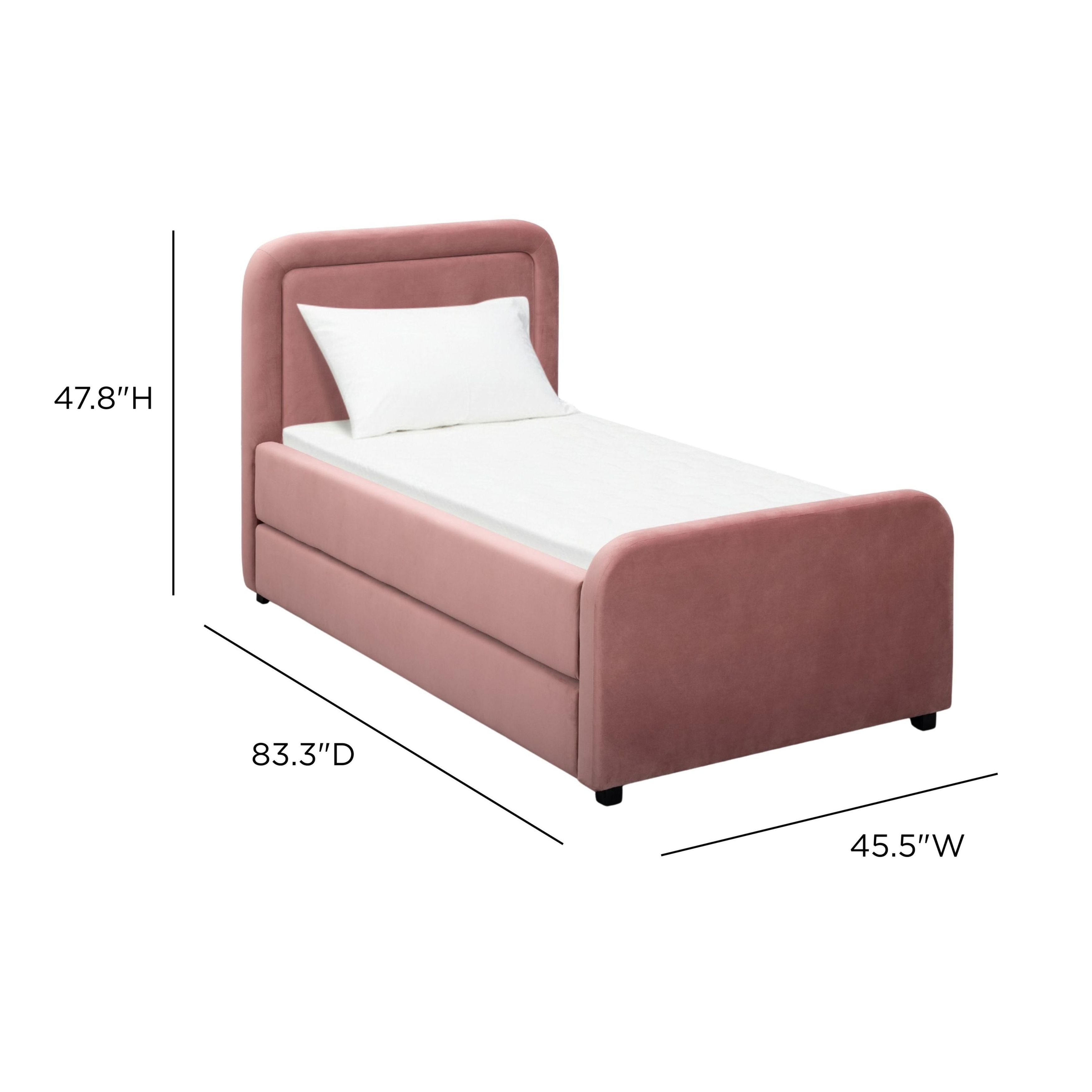 Briella Salmon Performance Velvet Twin Upholstered Panel Storage Trundle Bed