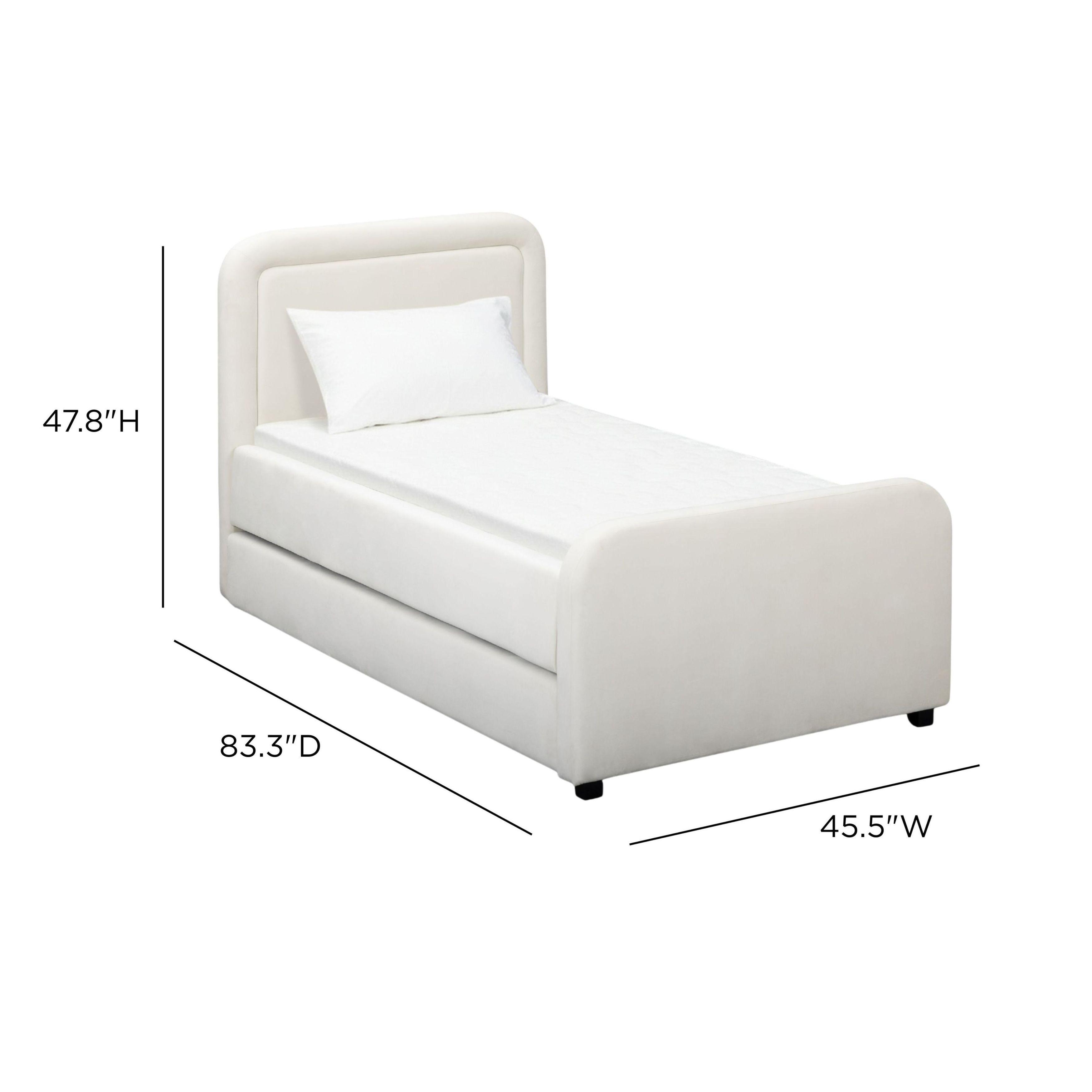 Briella Cream Performance Velvet Twin Upholstered Panel Storage Trundle Bed