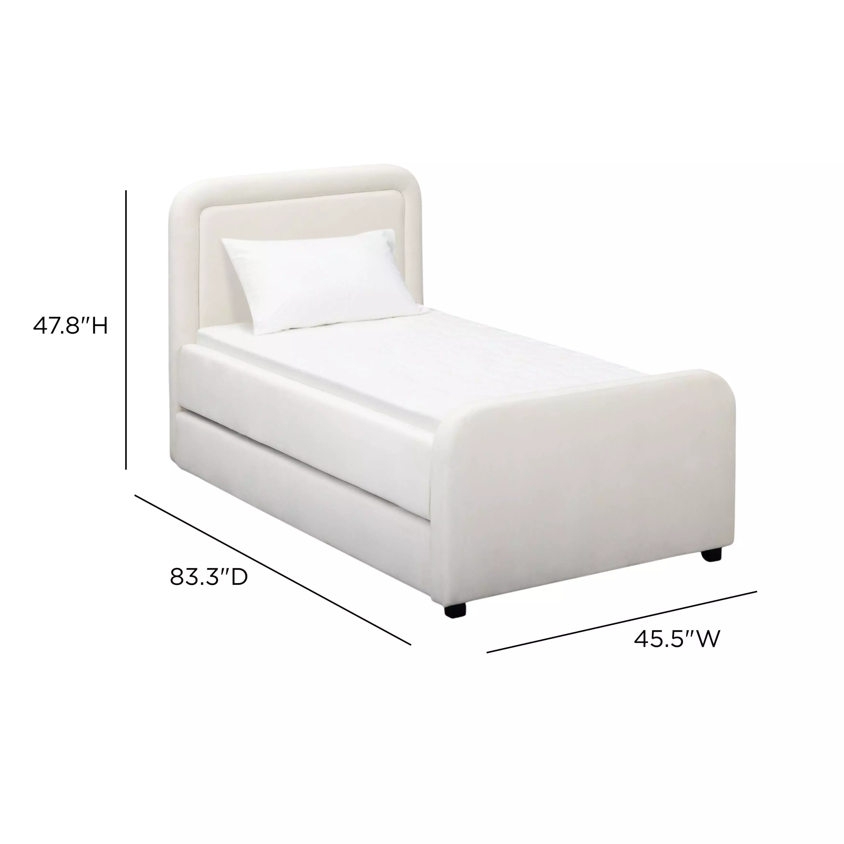 Briella Cream Performance Velvet Twin Upholstered Panel Storage Trundle Bed