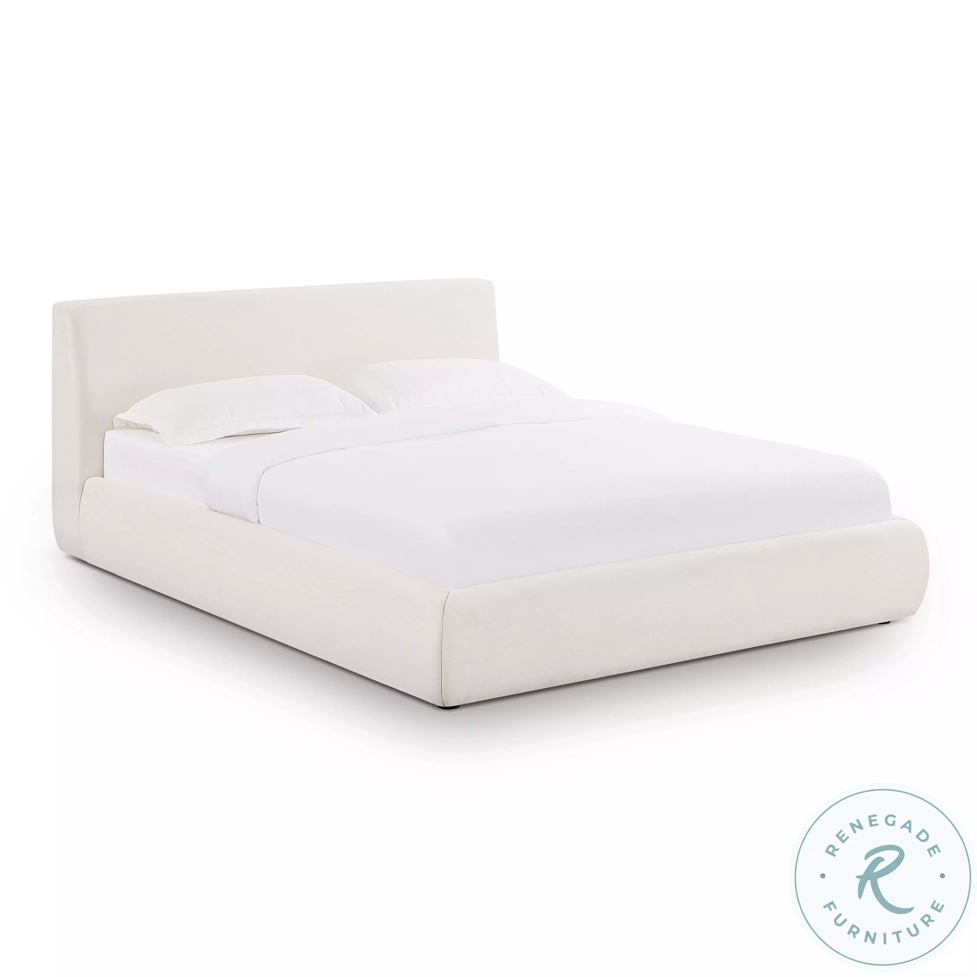 Isla Cream Upcycled Linen Queen Platform Bed From TOV | Coleman
