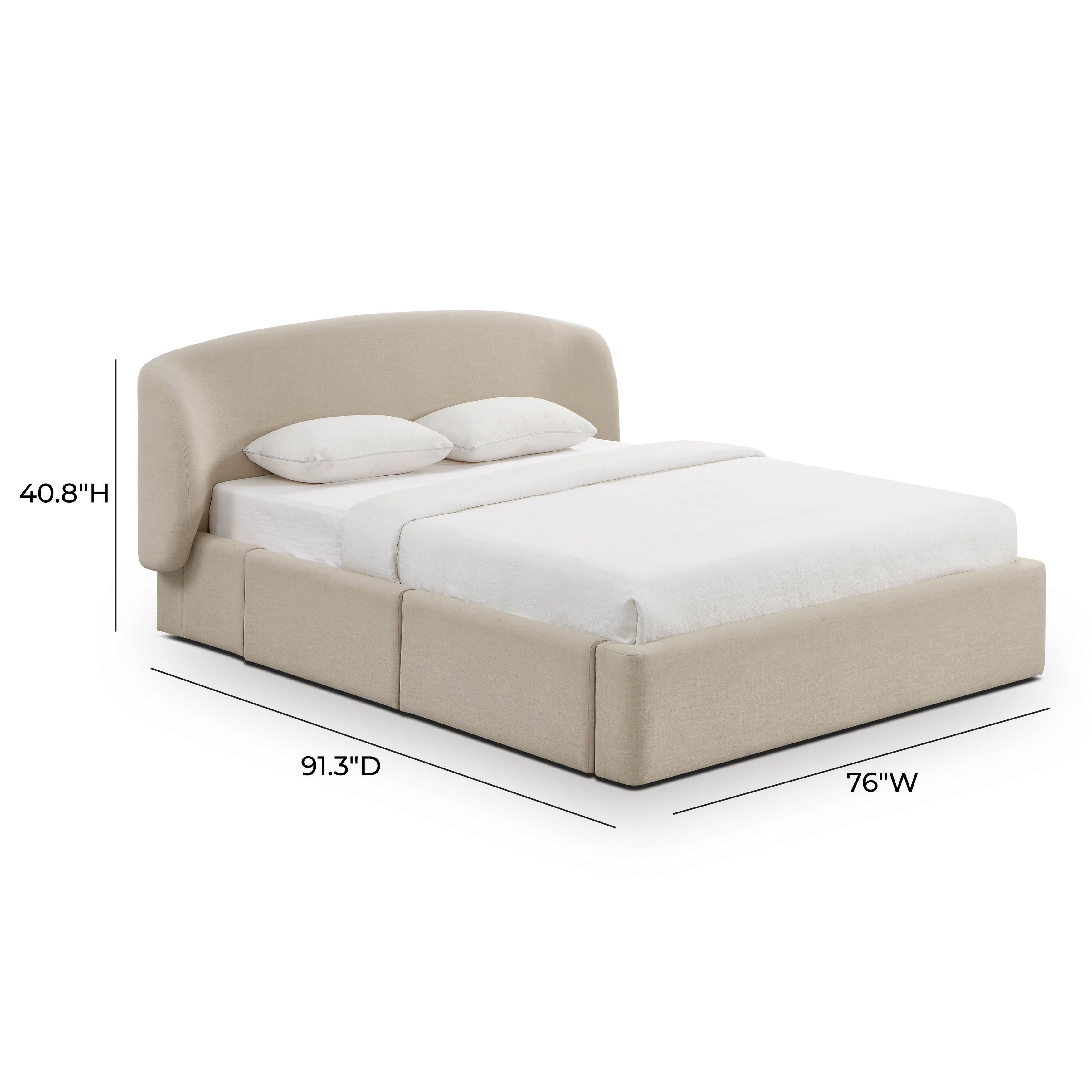 Corey Taupe Performance Fabric Queen Upholstered Storage Panel Bed