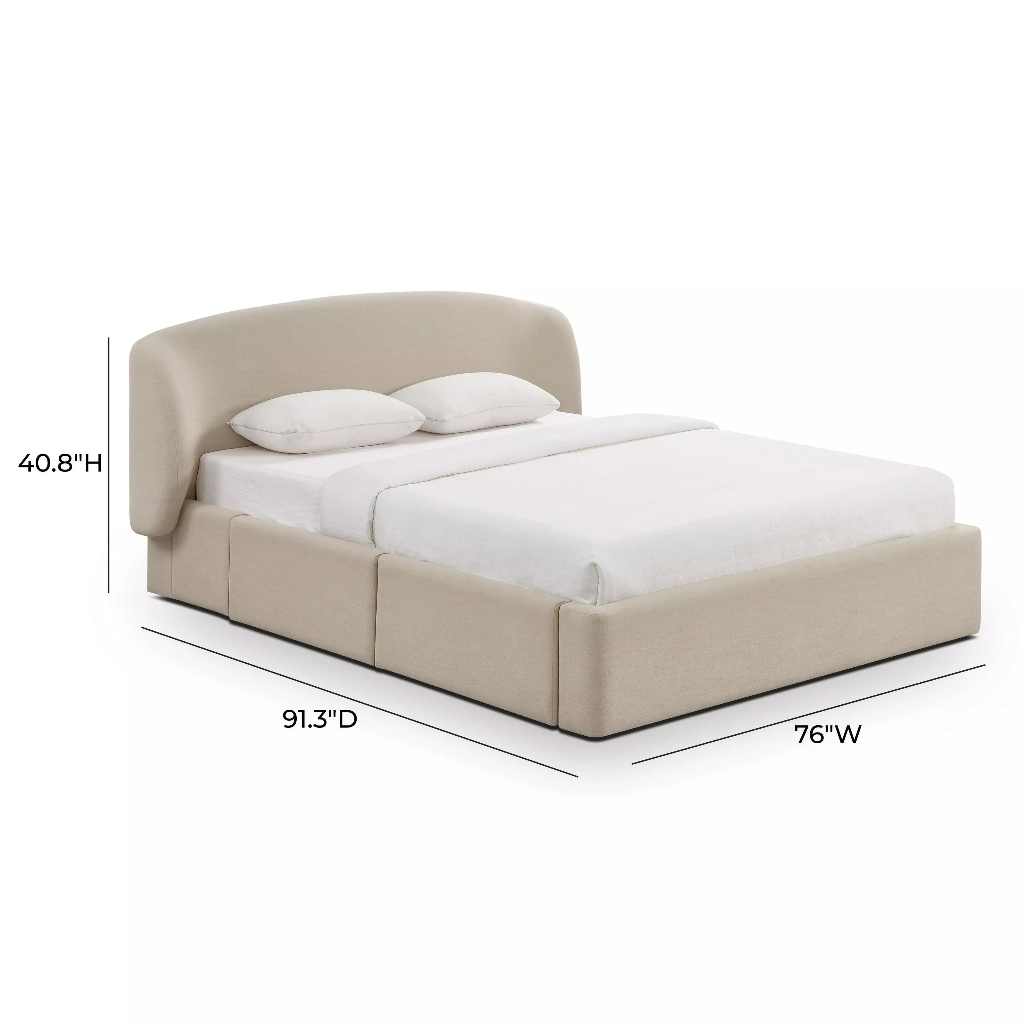 Corey Taupe Performance Fabric Queen Upholstered Storage Panel Bed