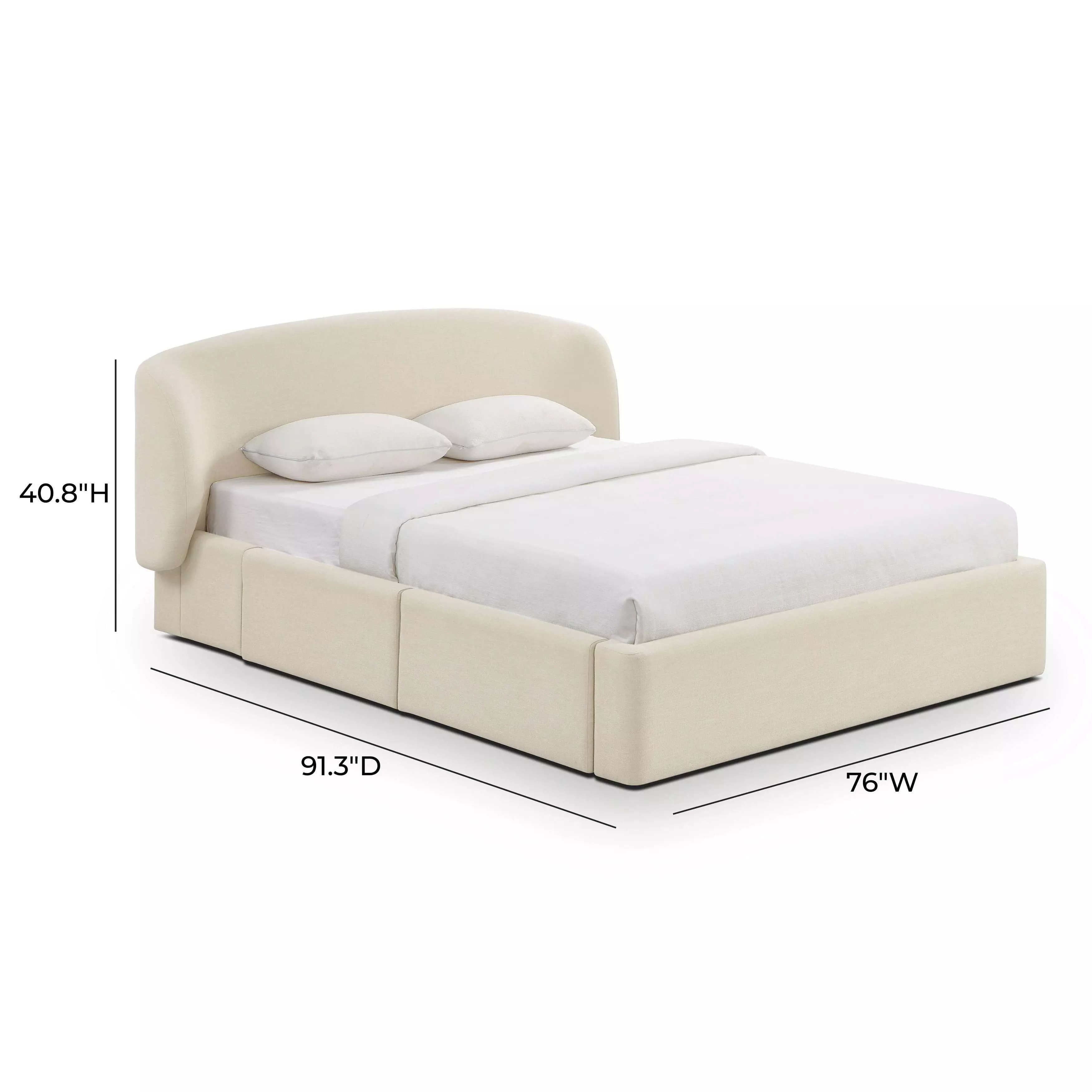 Corey Cream Performance Fabric Queen Upholstered Storage Panel Bed