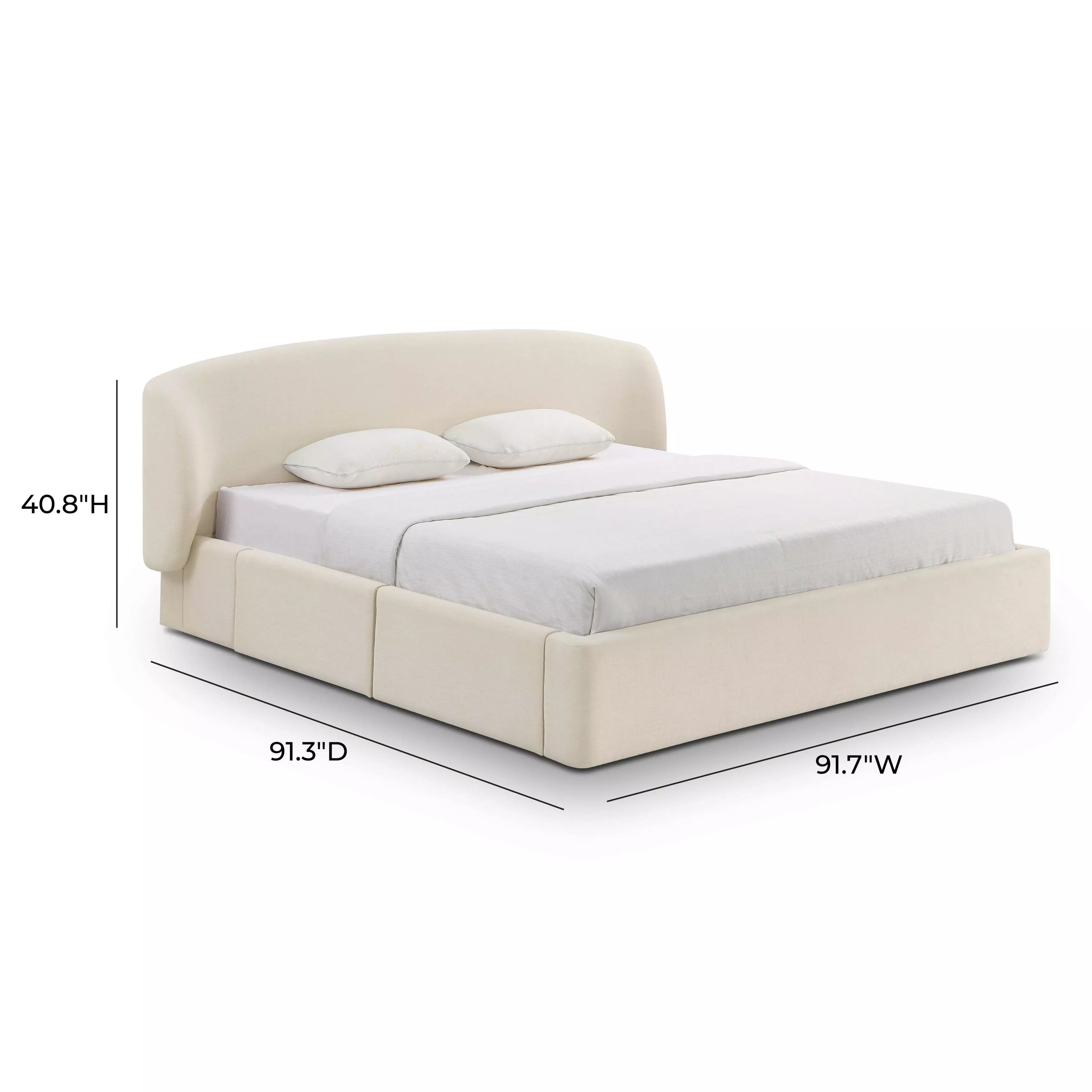 Corey Cream Performance Fabric King Upholstered Storage Panel Bed