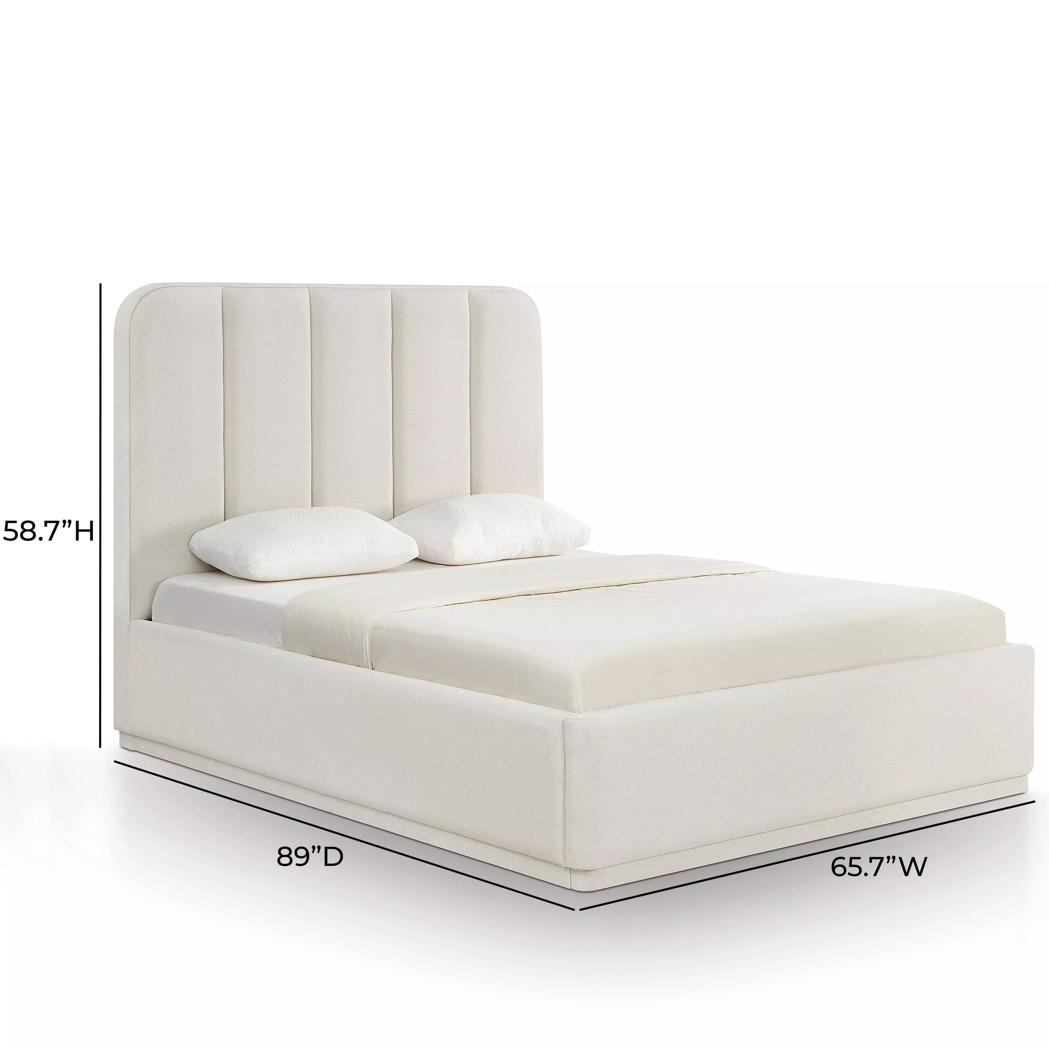 Parker Cream Performance Fabric Queen Upholstered Panel Bed