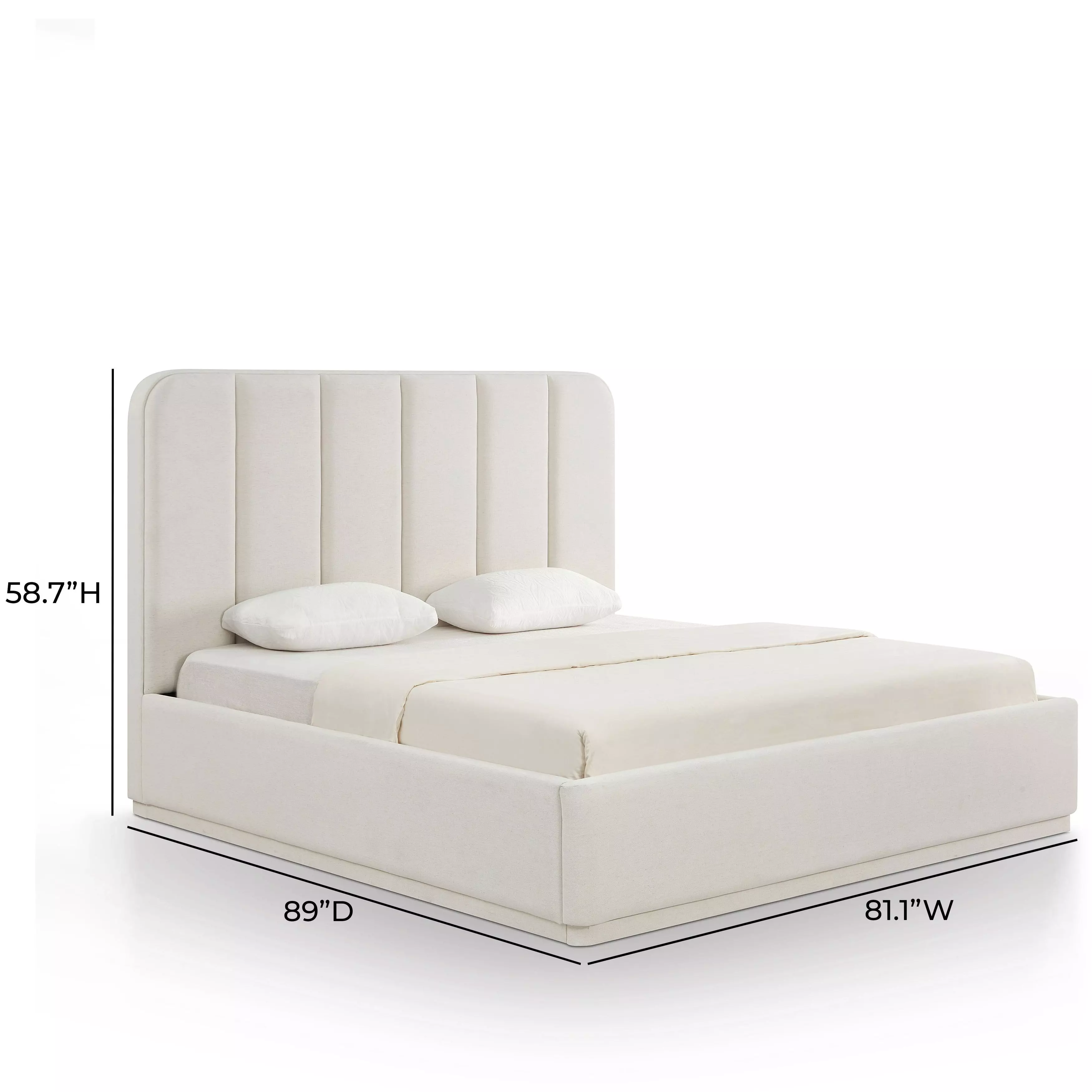 Parker Cream Performance Fabric King Upholstered Panel Bed