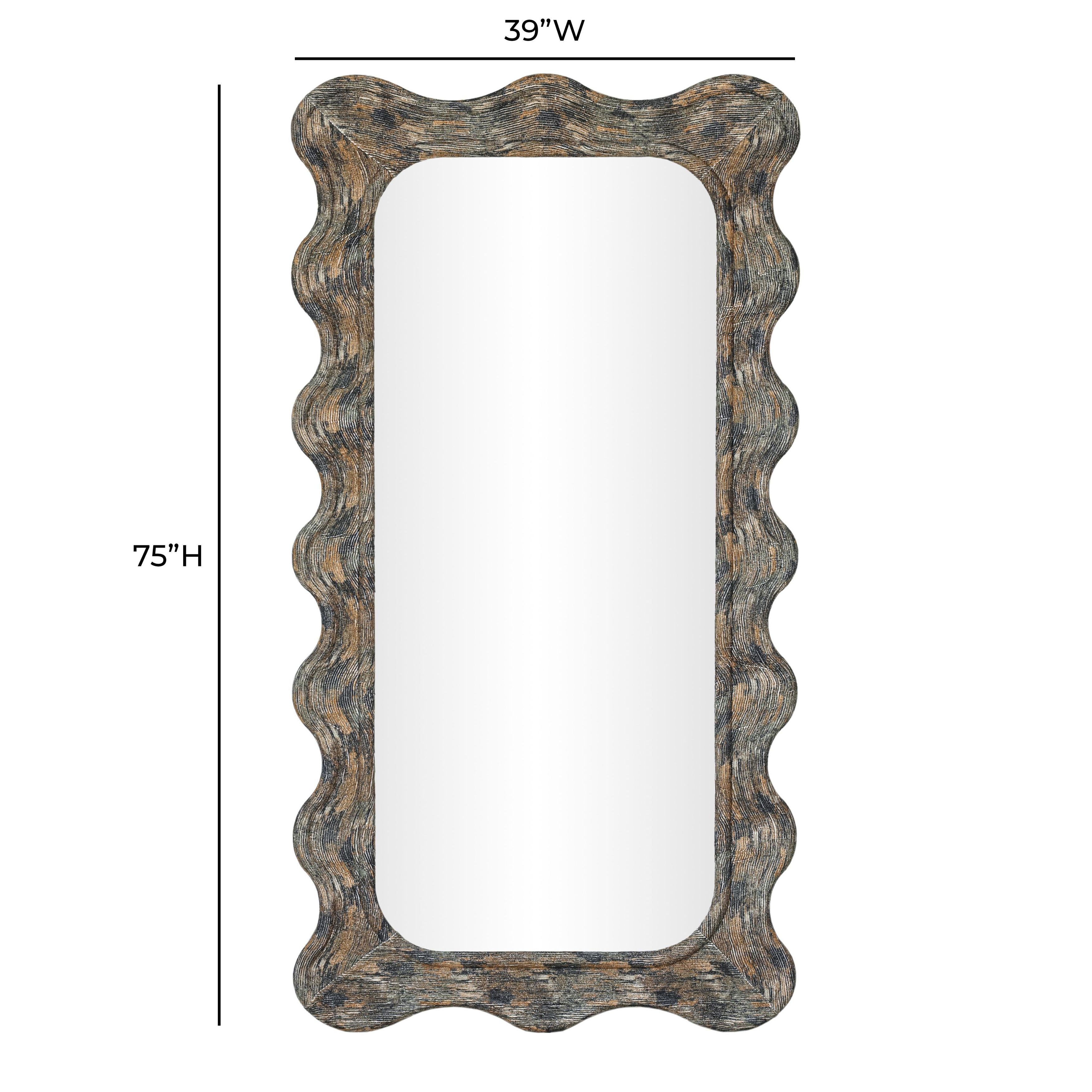 Charlene Watercolor Print Rectangular Squiggle Wall Mirror