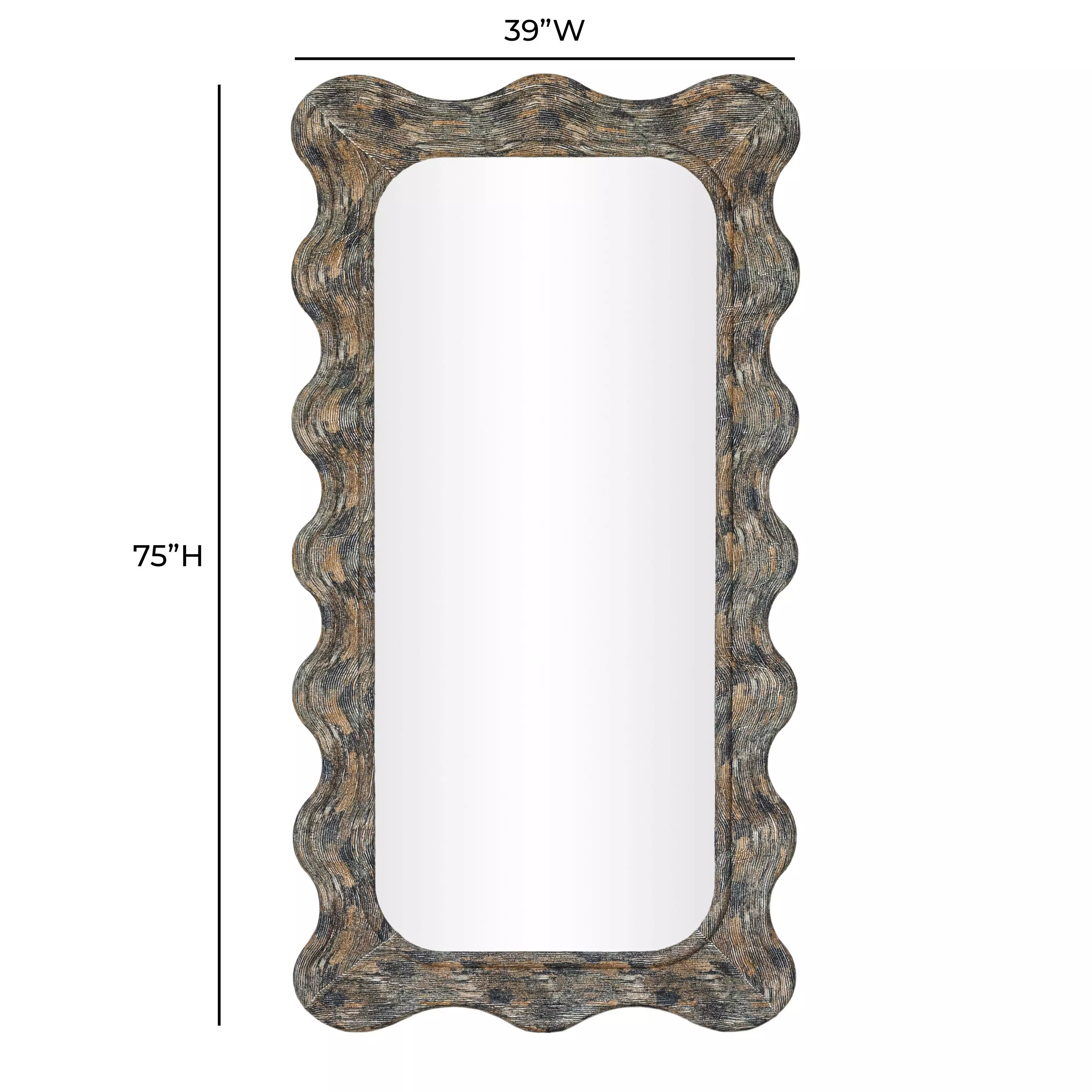 Charlene Watercolor Print Rectangular Squiggle Wall Mirror