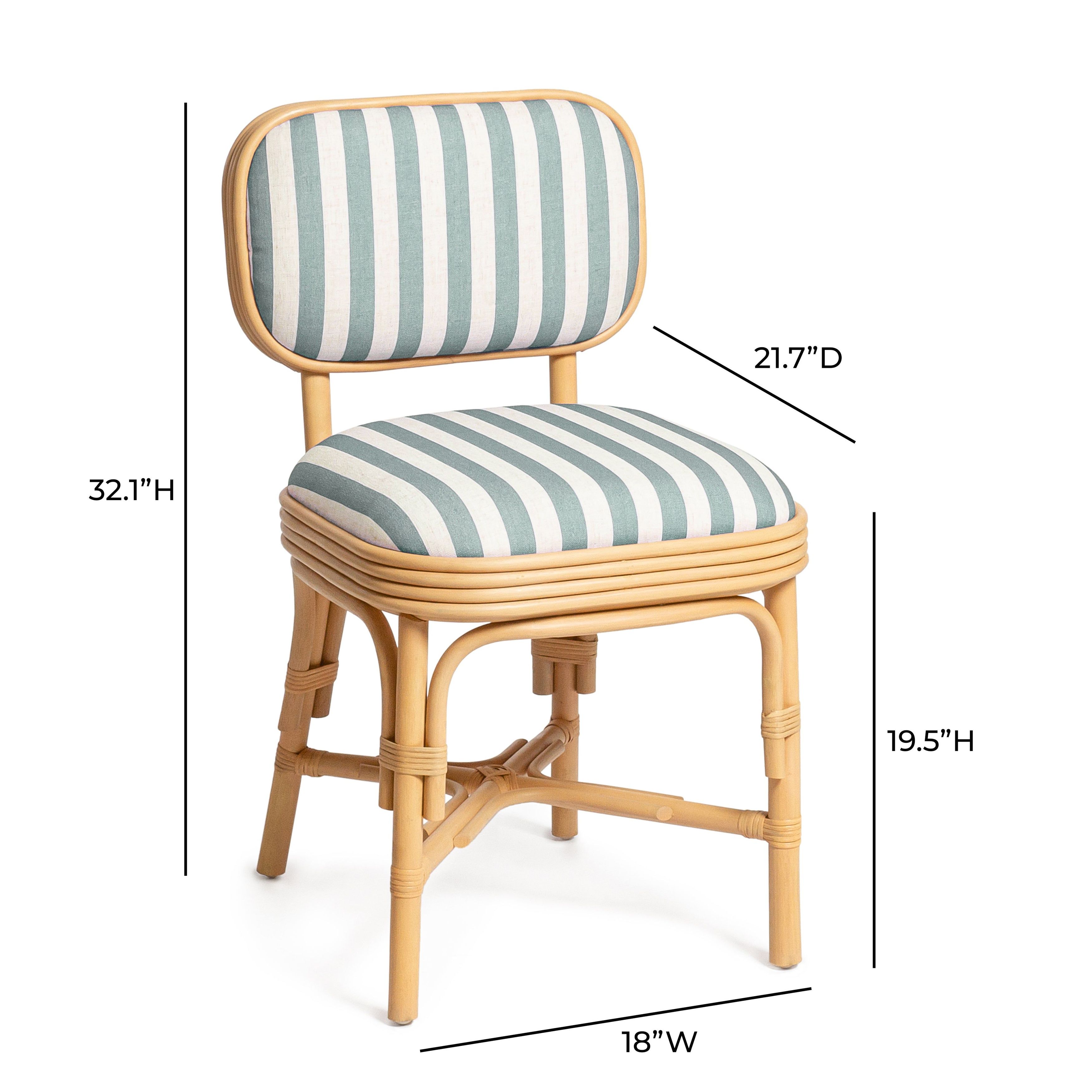 Dorine Mint Green and White Performance Fabric Upholstered Dining Chair