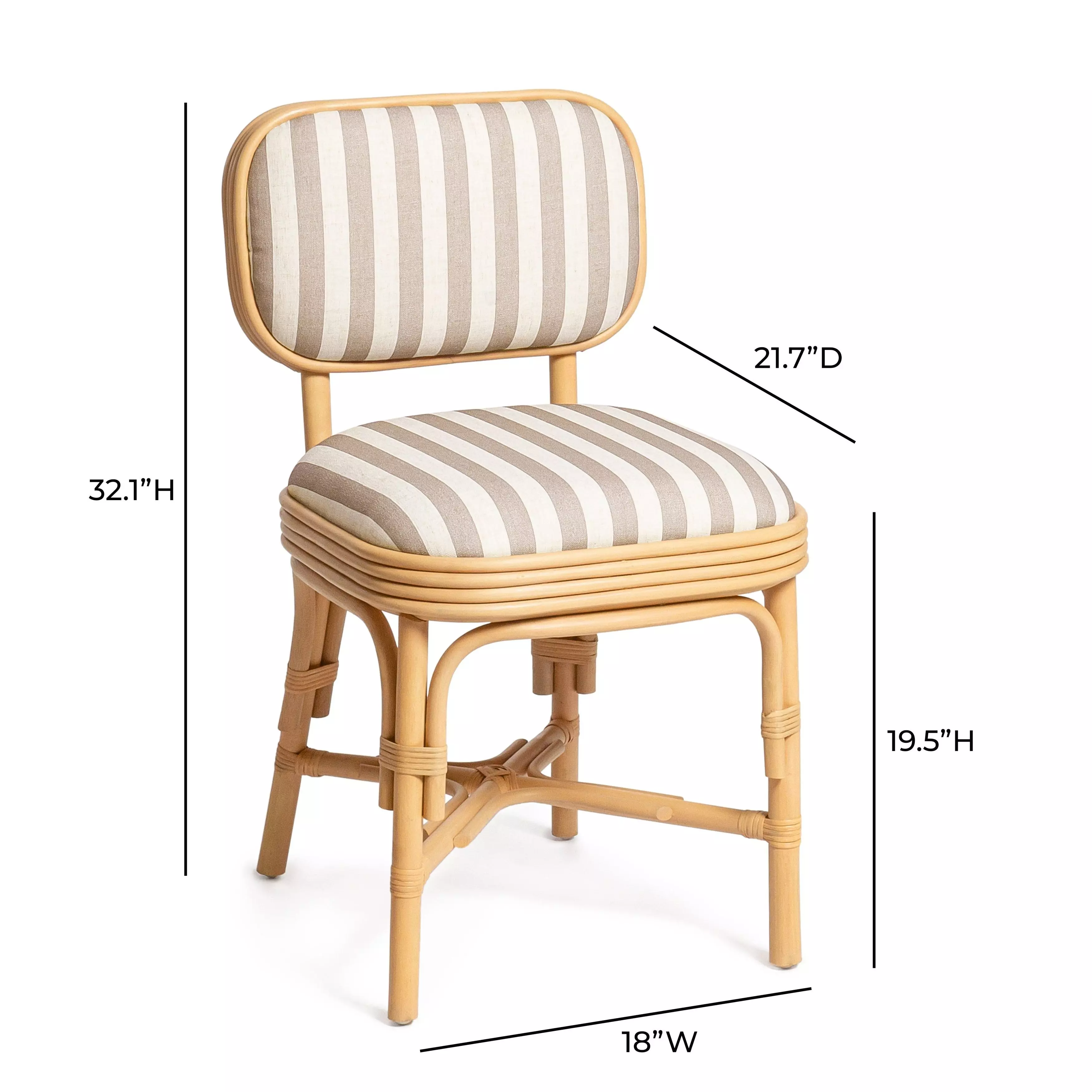 Dorine Khaki and White Performance Fabric Upholstered Dining Chair