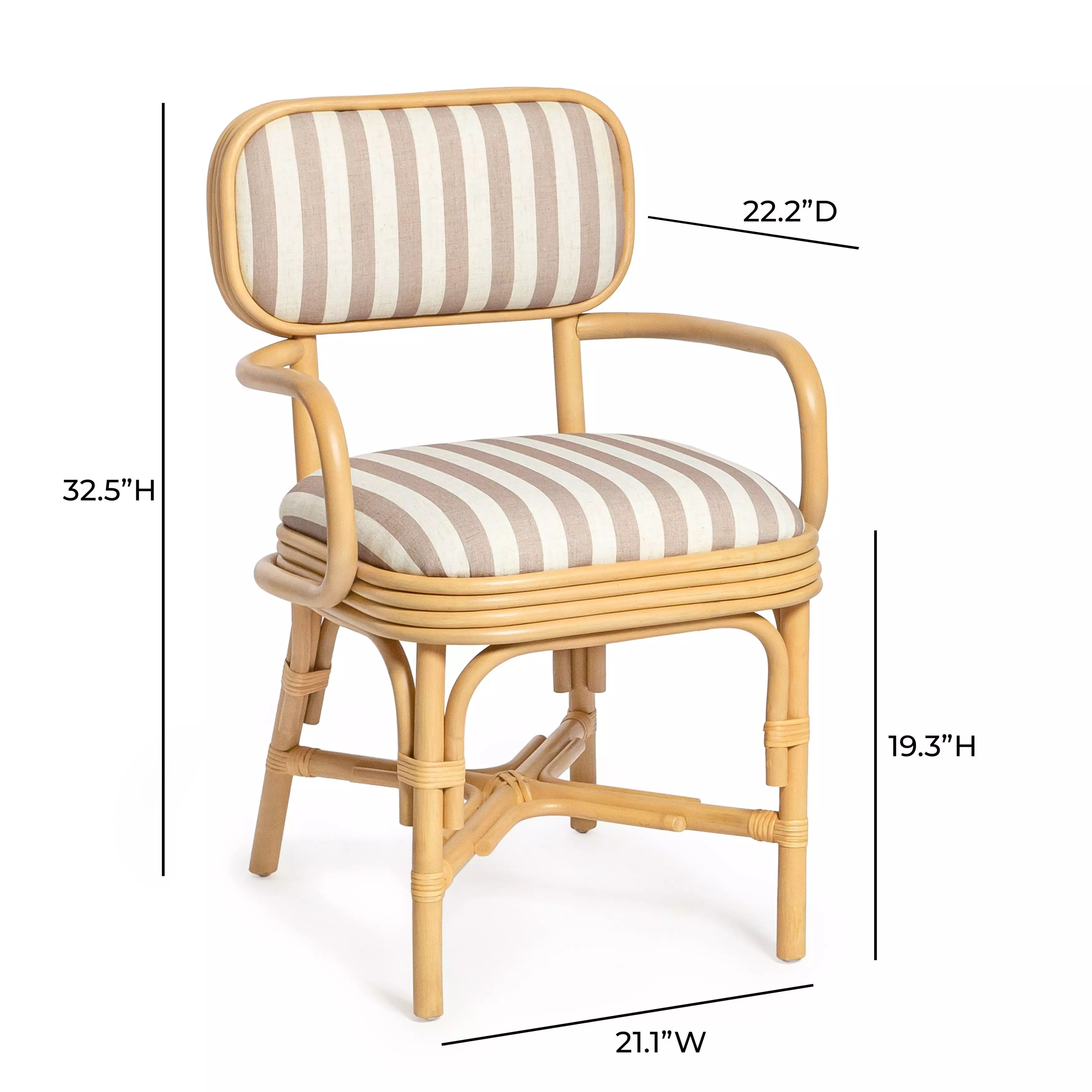 Dorine Khaki and White Performance Fabric Upholstered Arm Chair