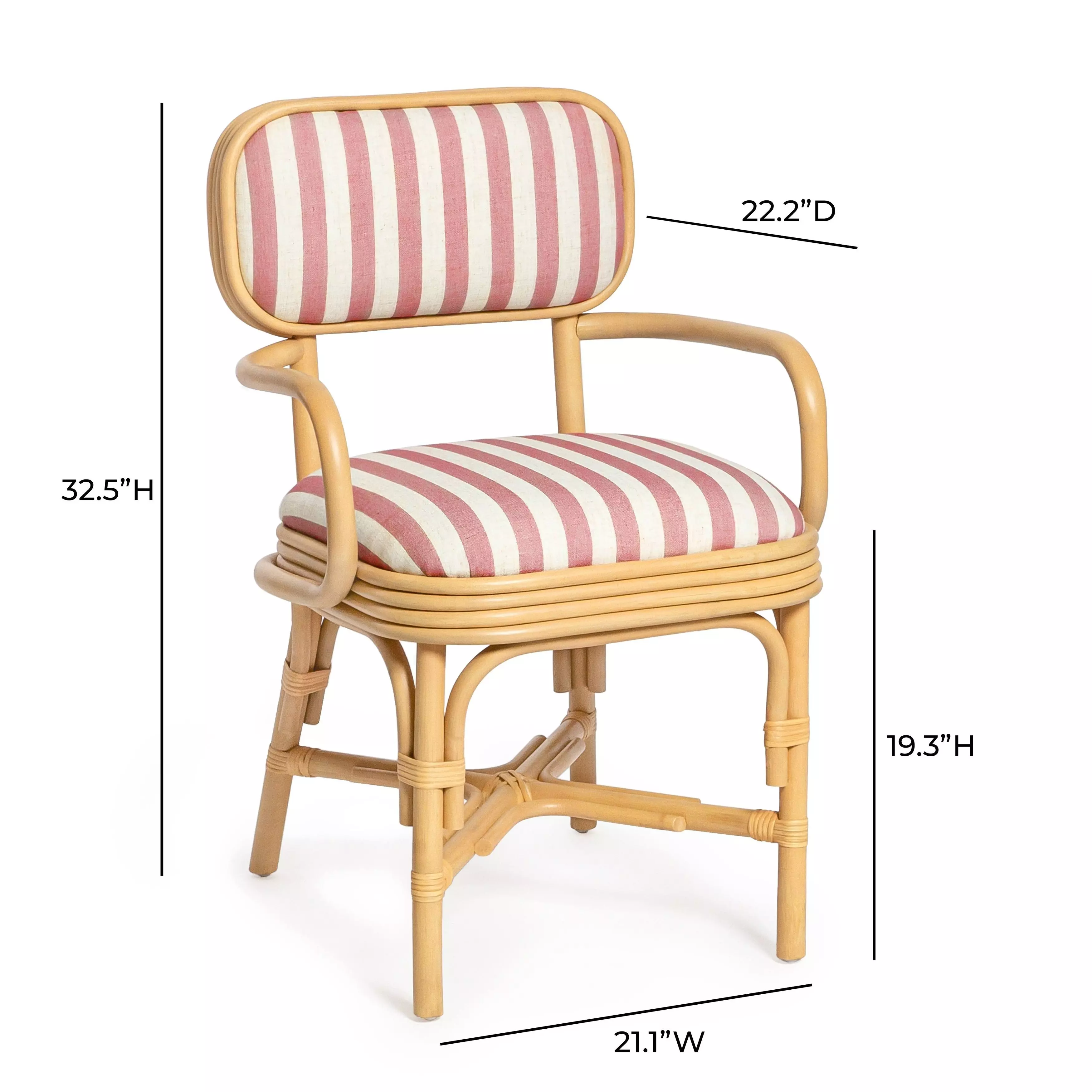 Dorine Cherry and White Performance Fabric Upholstered Arm Chair
