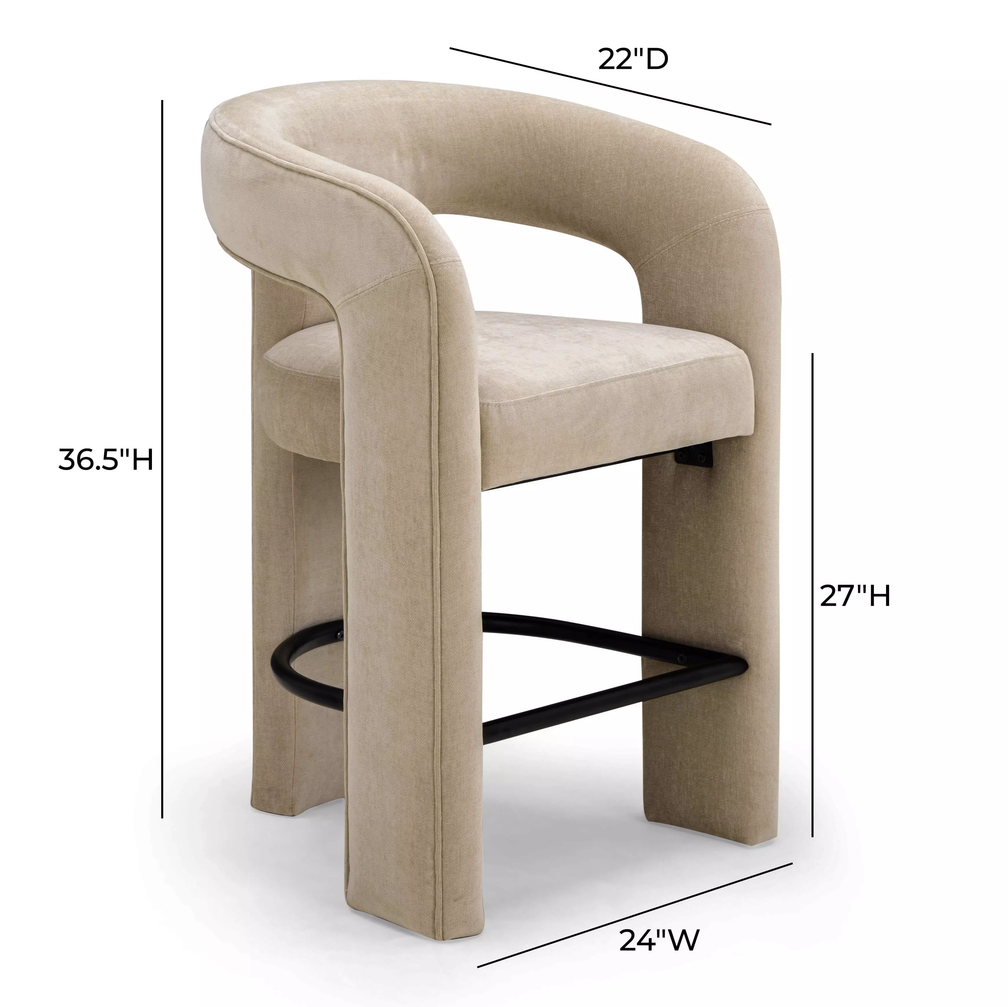 Malone Taupe Performance Fabric Upholstered Counter Height Stool