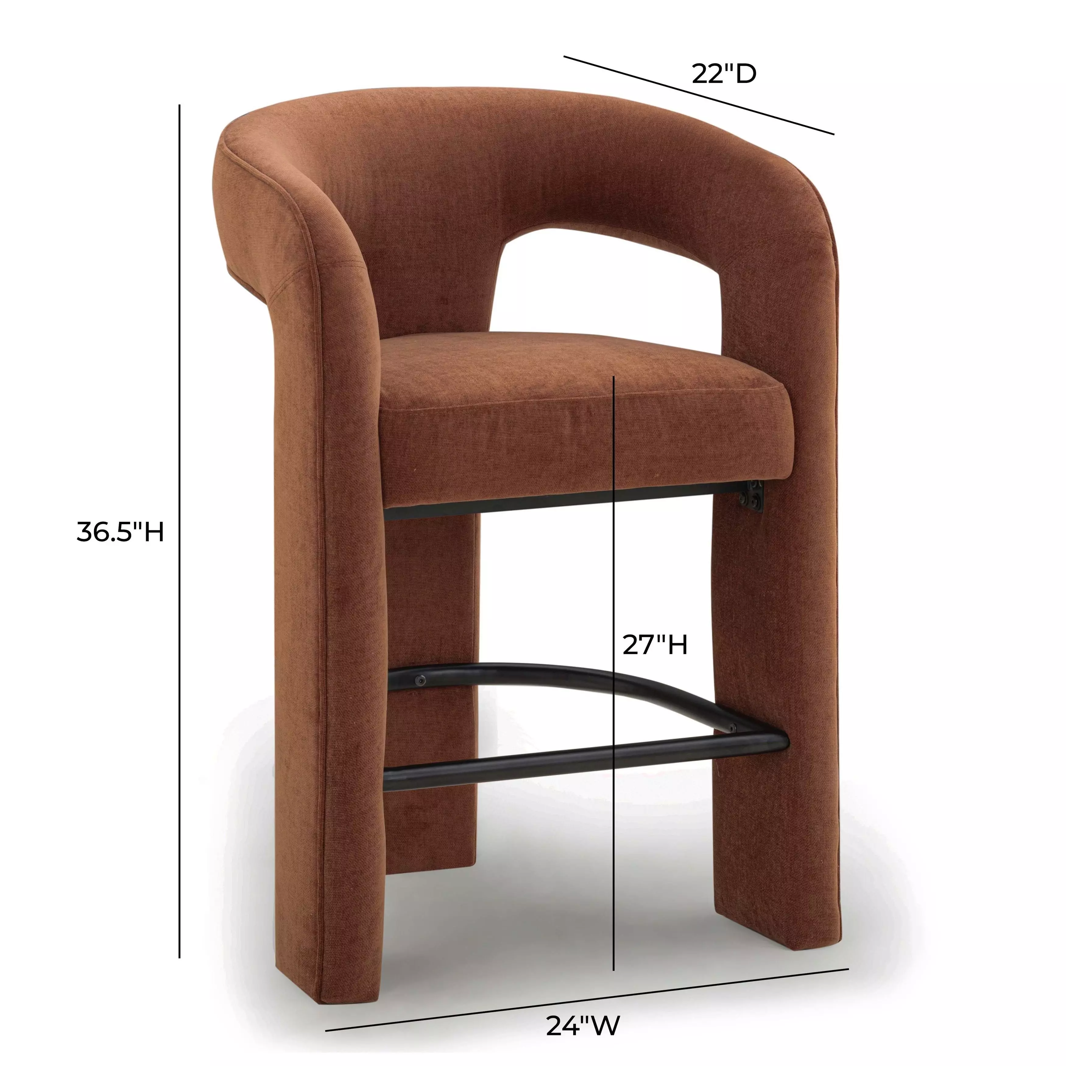 Malone Rust Red Performance Fabric Upholstered Counter Height Stool