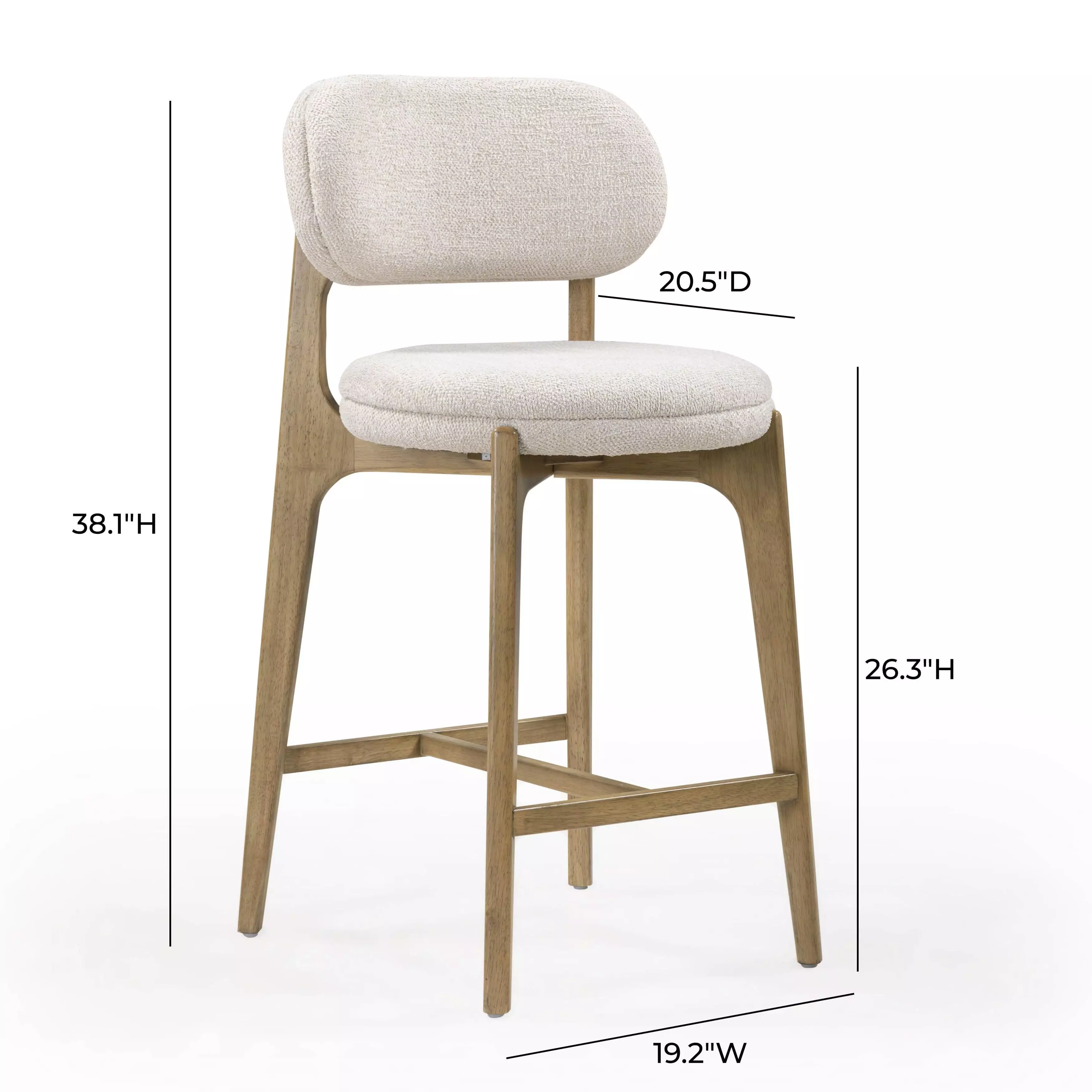 Carnation Cream Performance Fabric Upholstered Counter Height Stool