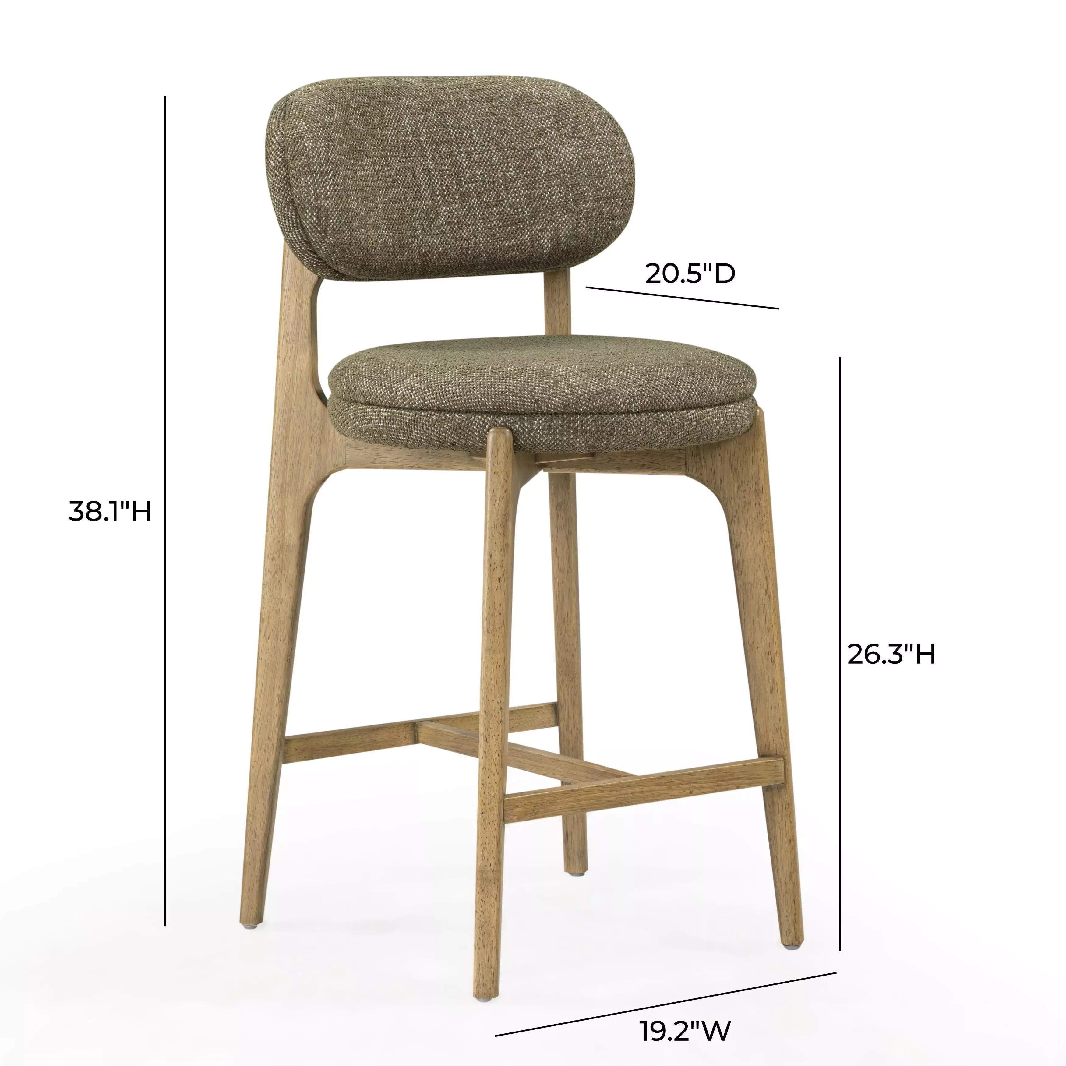 Carnation Forest Green Performance Fabric Upholstered Counter Height Stool