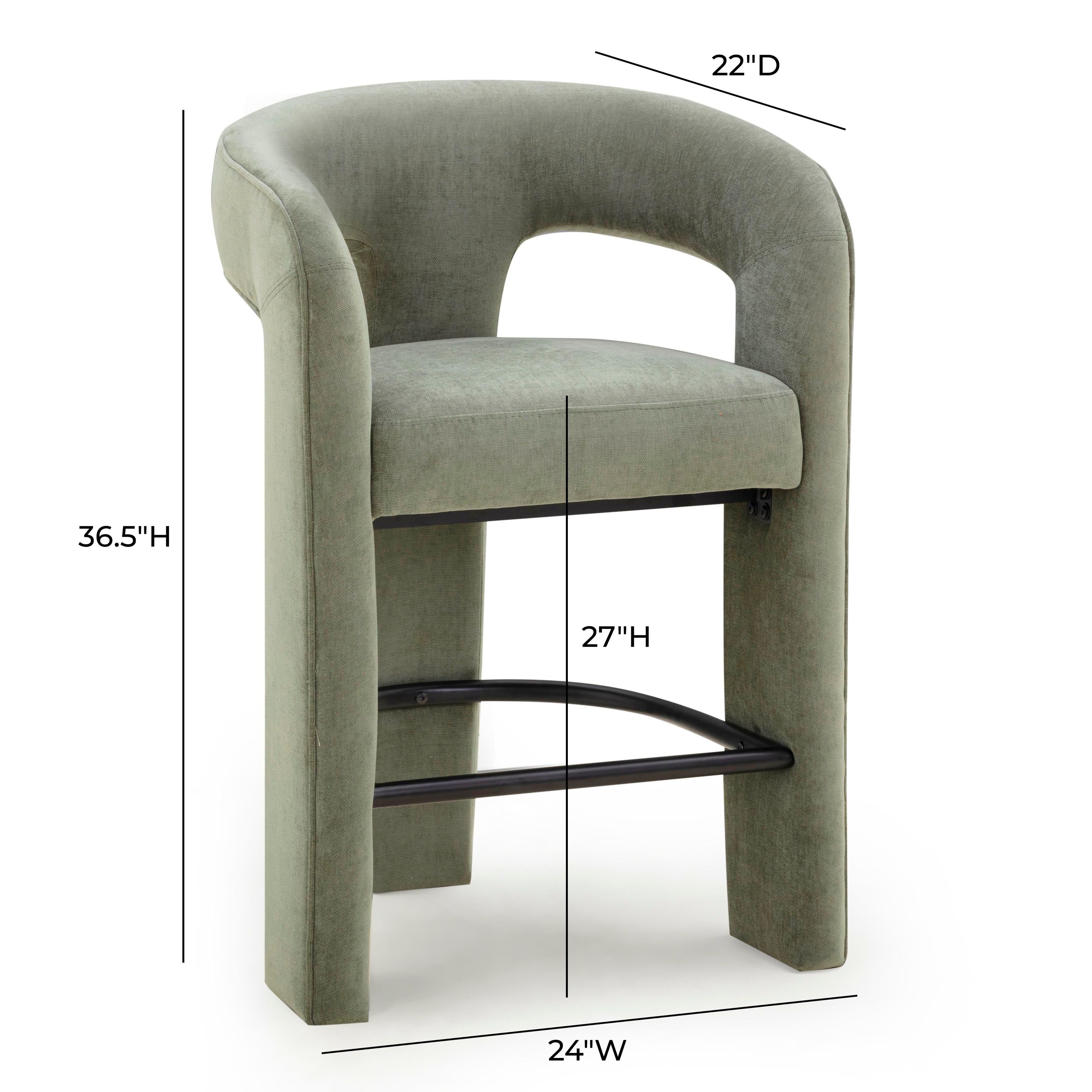 Malone Green Performance Fabric Upholstered Counter Height Stool