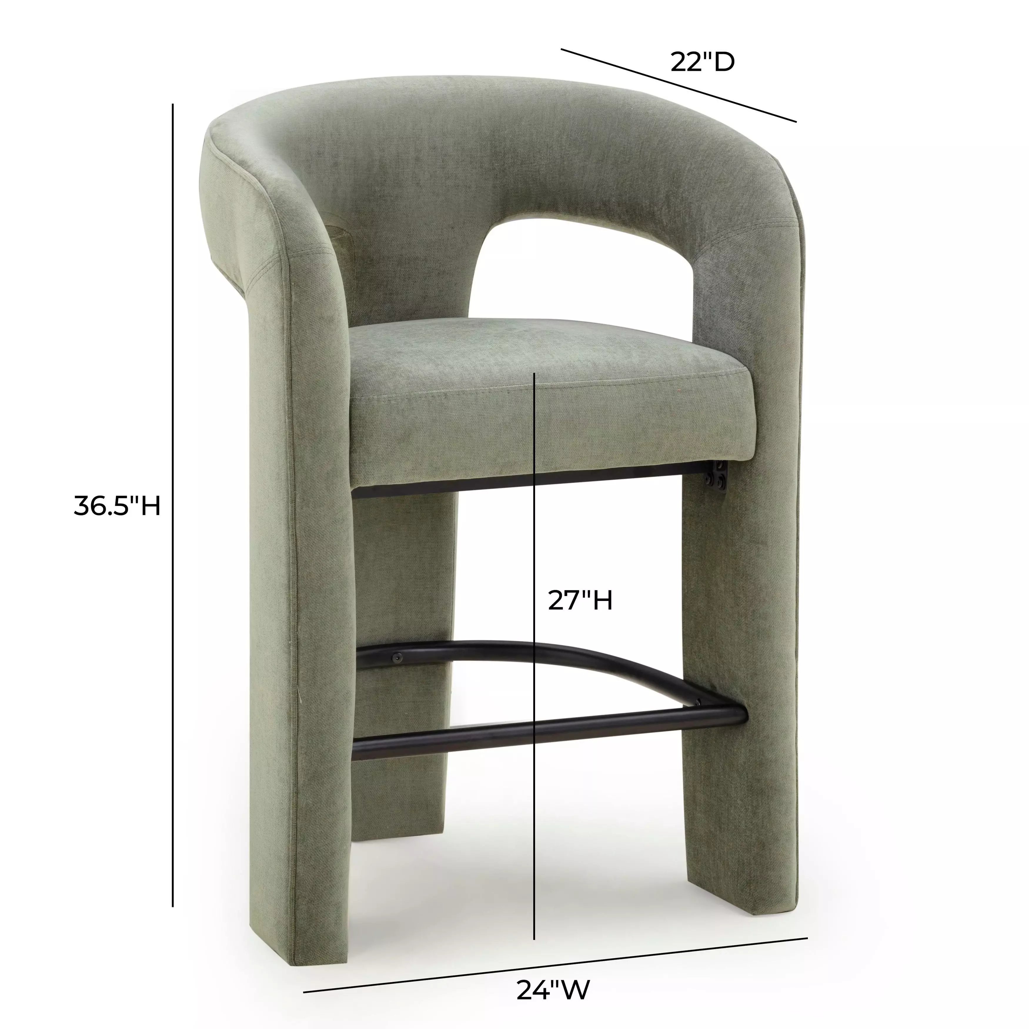 Malone Green Performance Fabric Upholstered Counter Height Stool