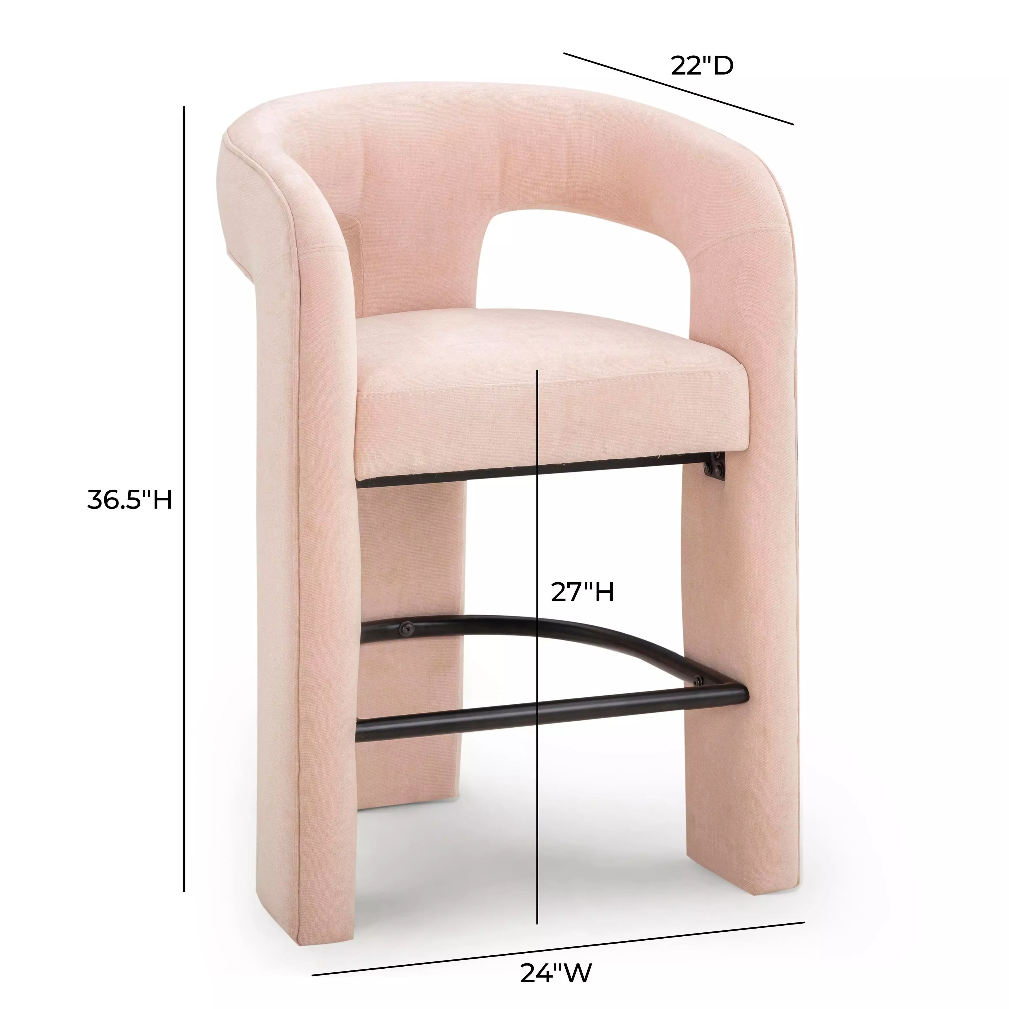 Malone Blush Performance Fabric Upholstered Counter Height Stool