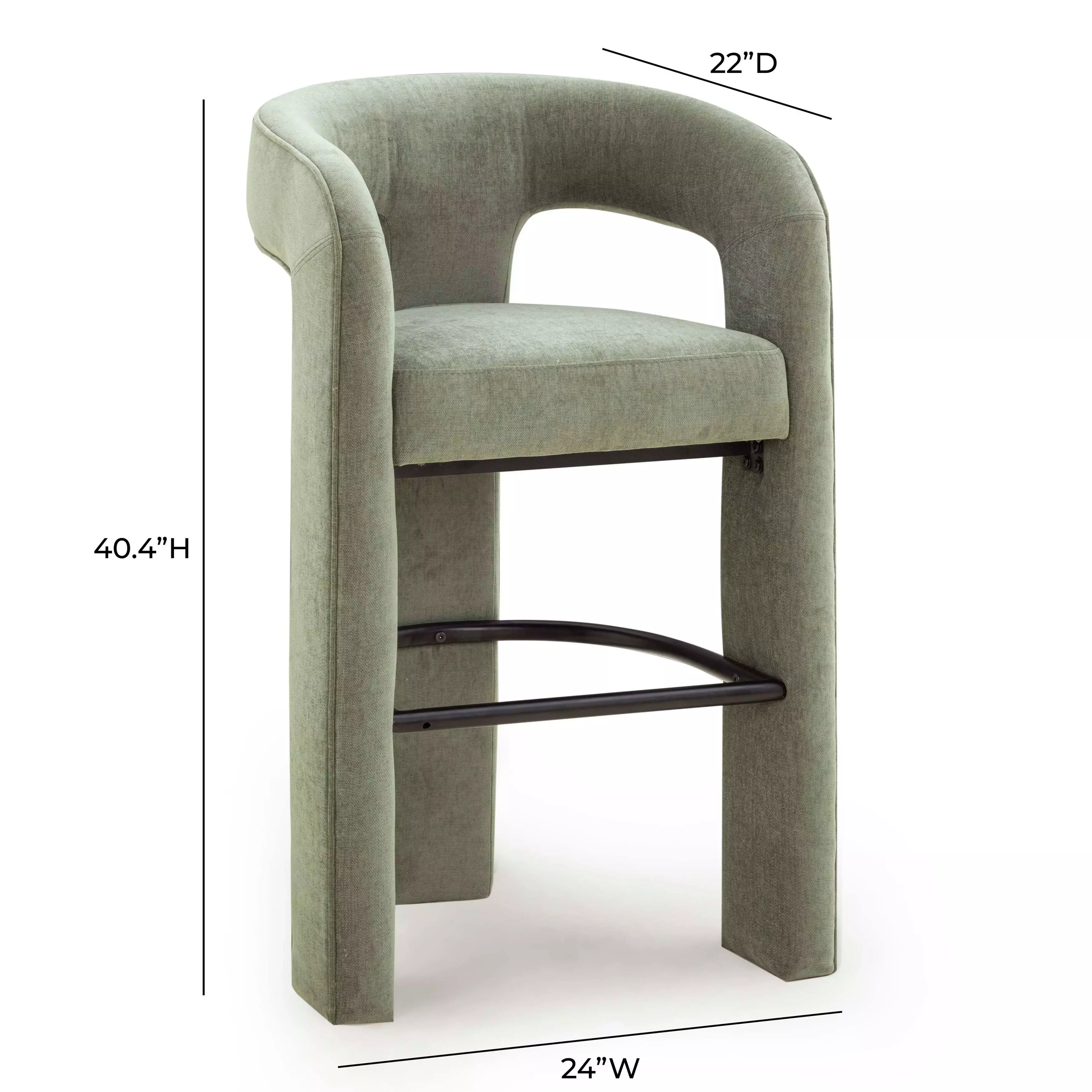 Malone Green Performance Fabric Upholstered Bar Stool