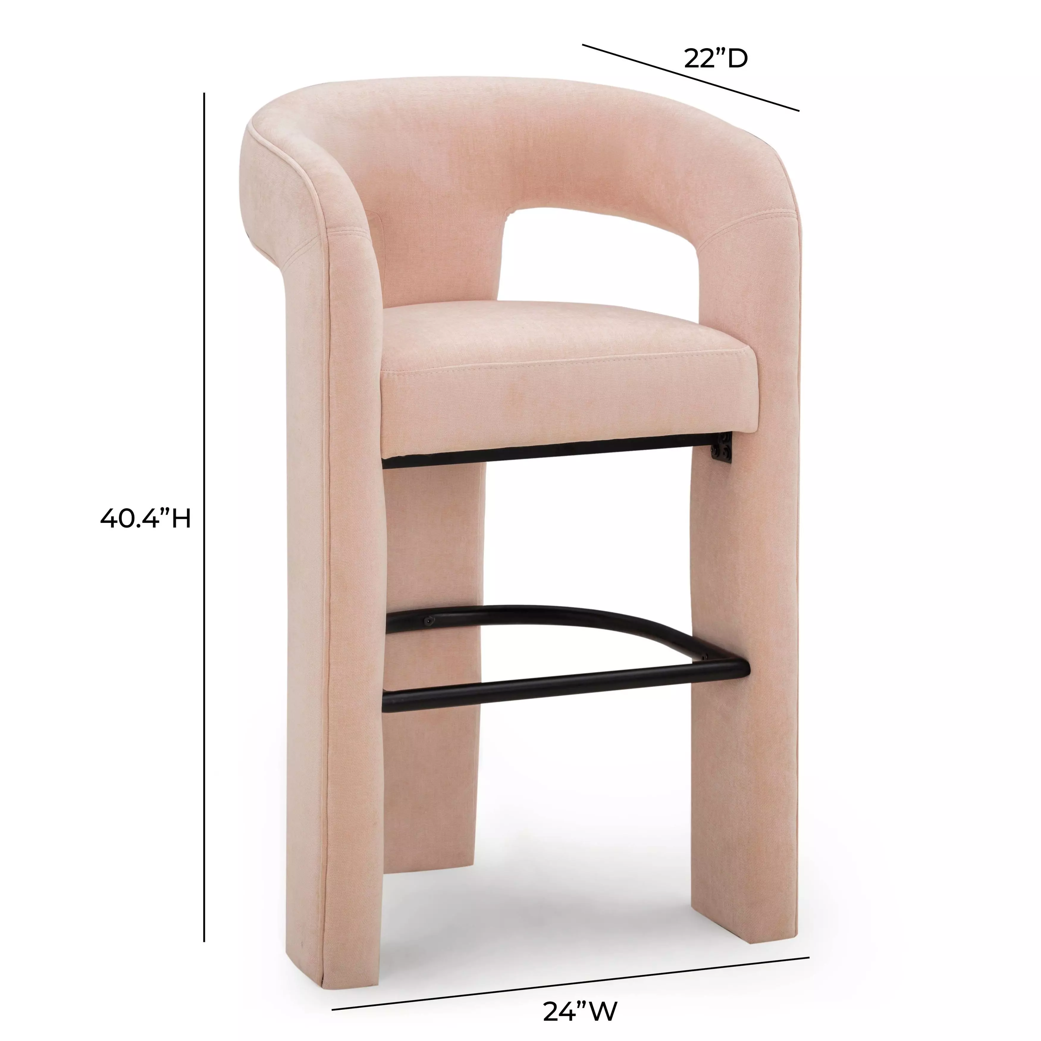 Malone Blush Performance Fabric Upholstered Bar Stool
