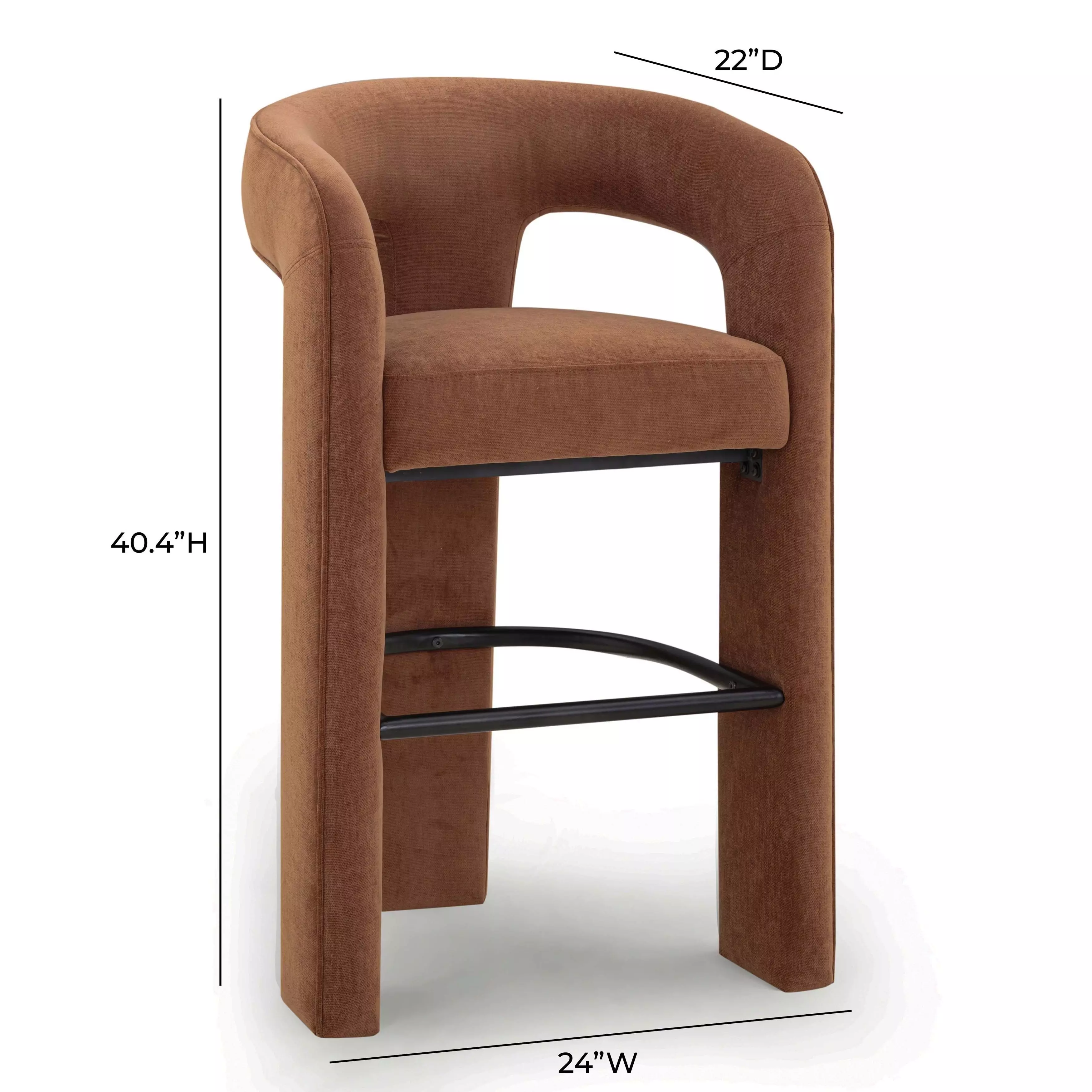 Malone Rust Red Performance Fabric Upholstered Bar Stool
