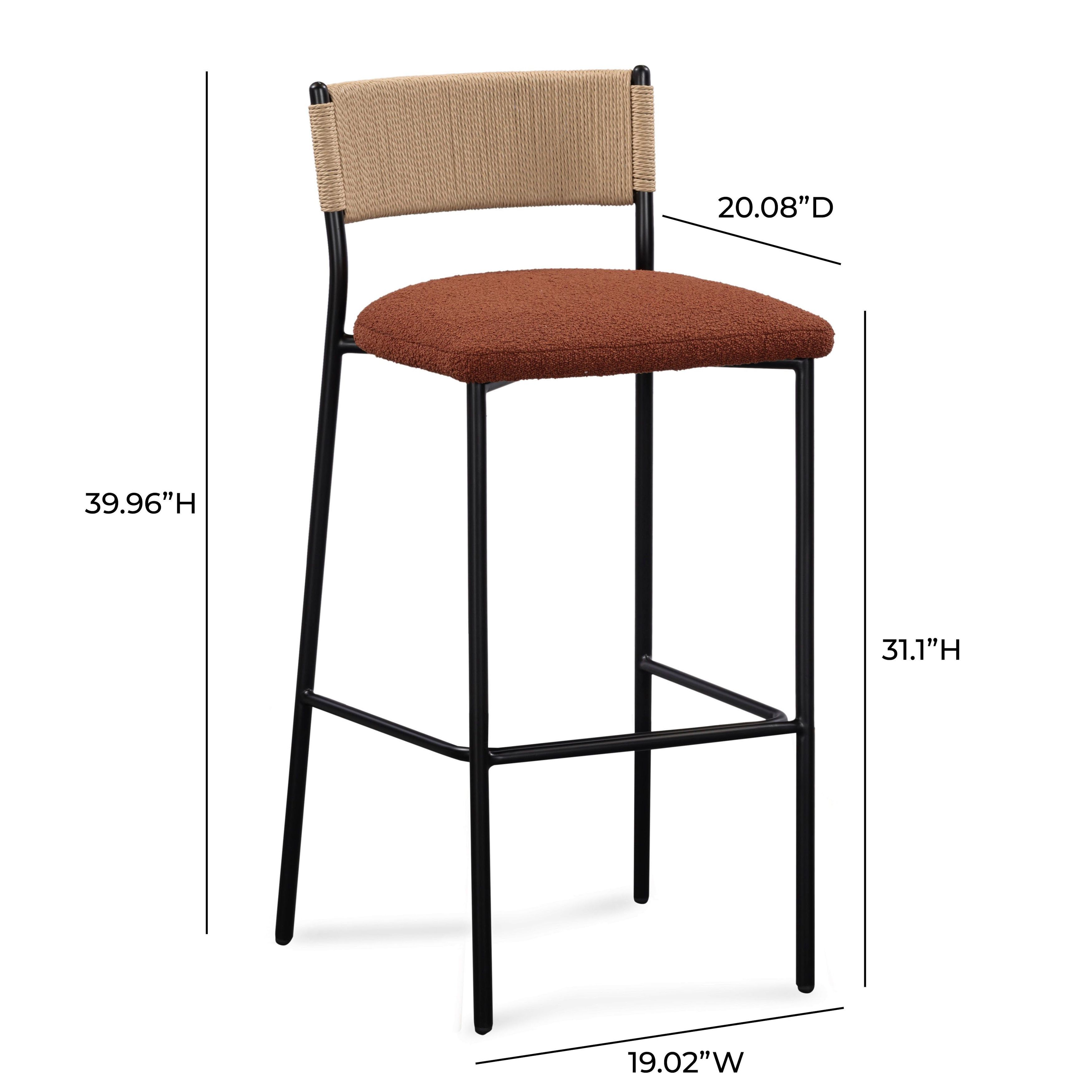 Celine Maroon Performance Fabric Upholstered Bar Stool