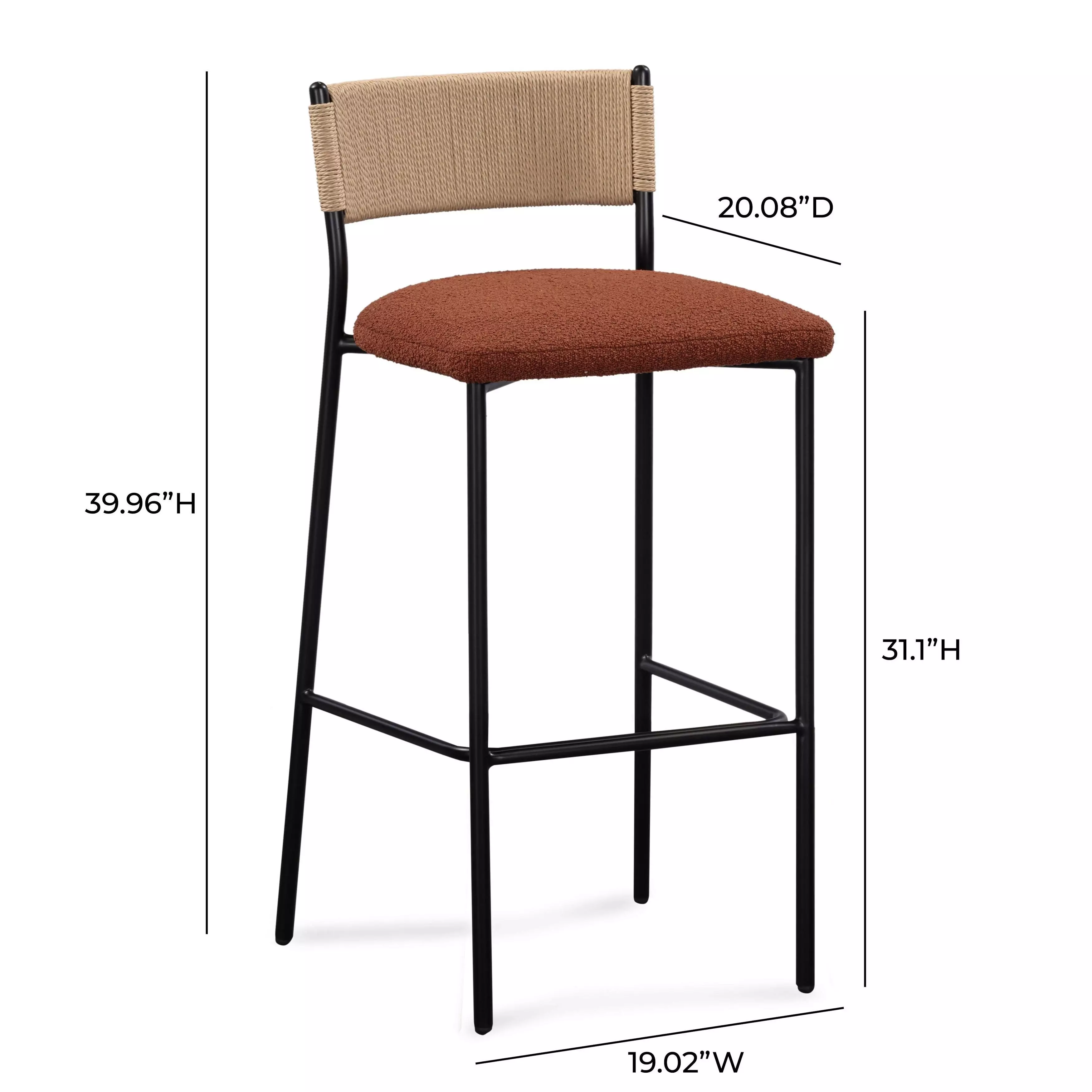 Celine Maroon Performance Fabric Upholstered Bar Stool