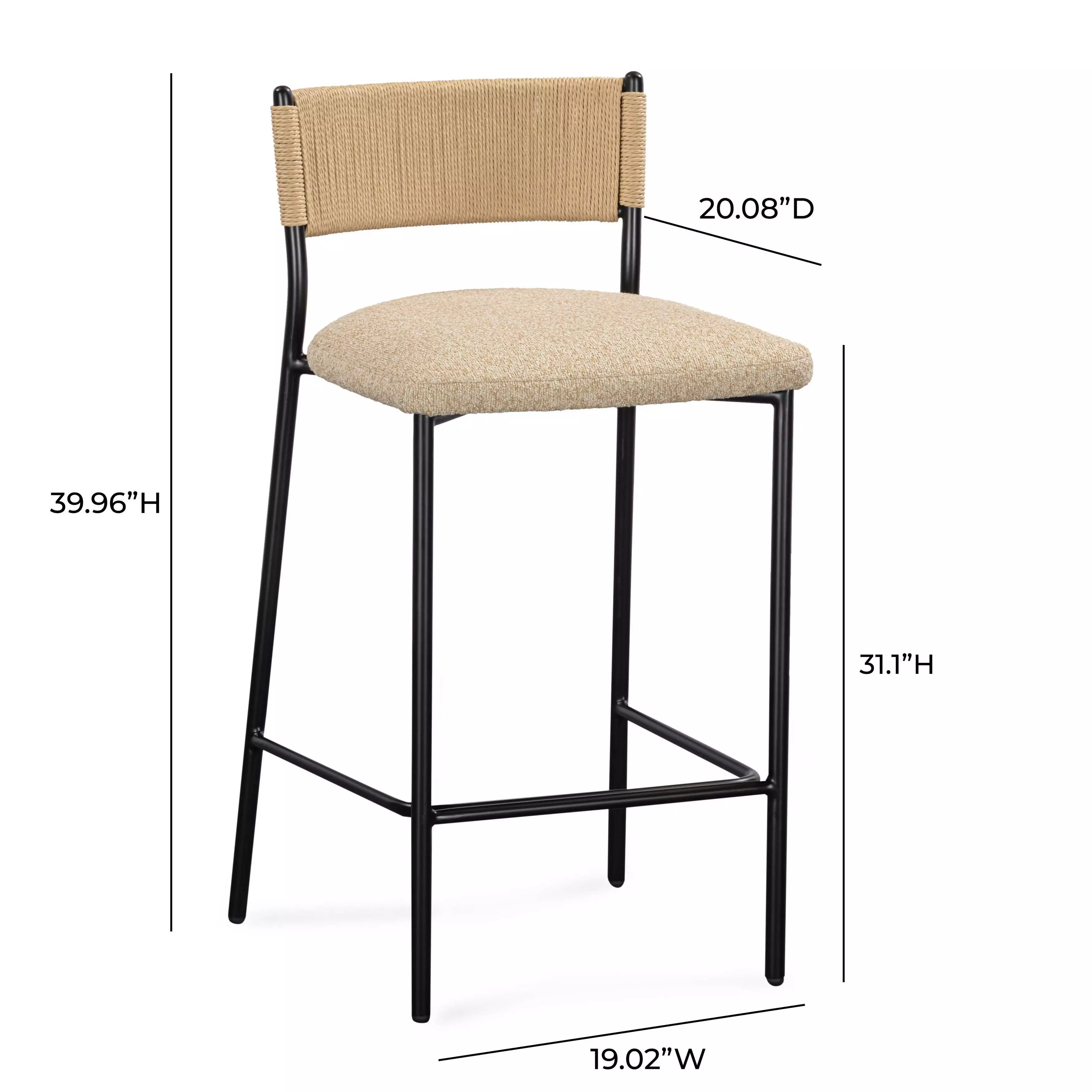 Celine Tan Performance Fabric Upholstered Bar Stool