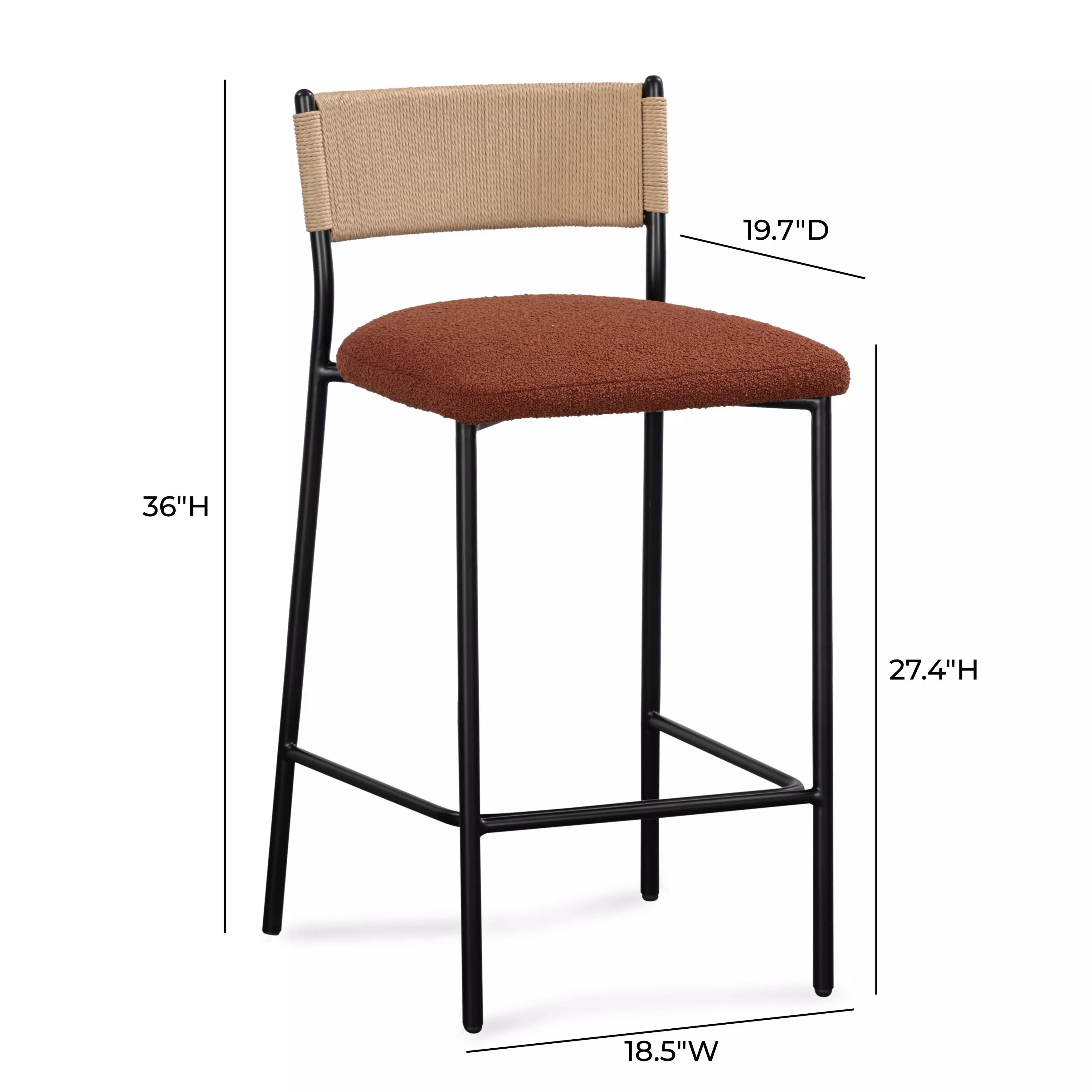 Celine Maroon Performance Fabric Upholstered Counter Height Stool