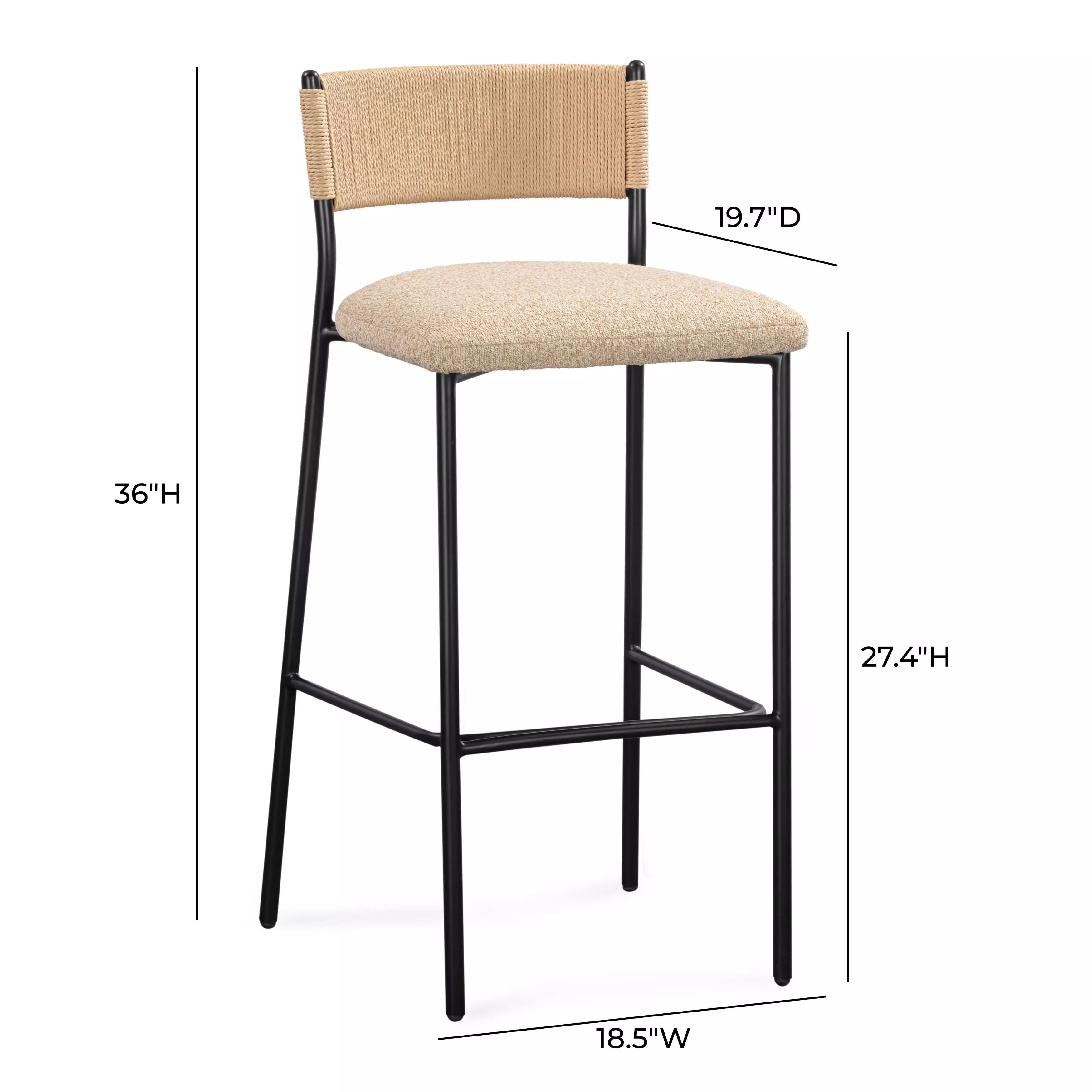 Celine Tan Performance Fabric Upholstered Counter Height Stool