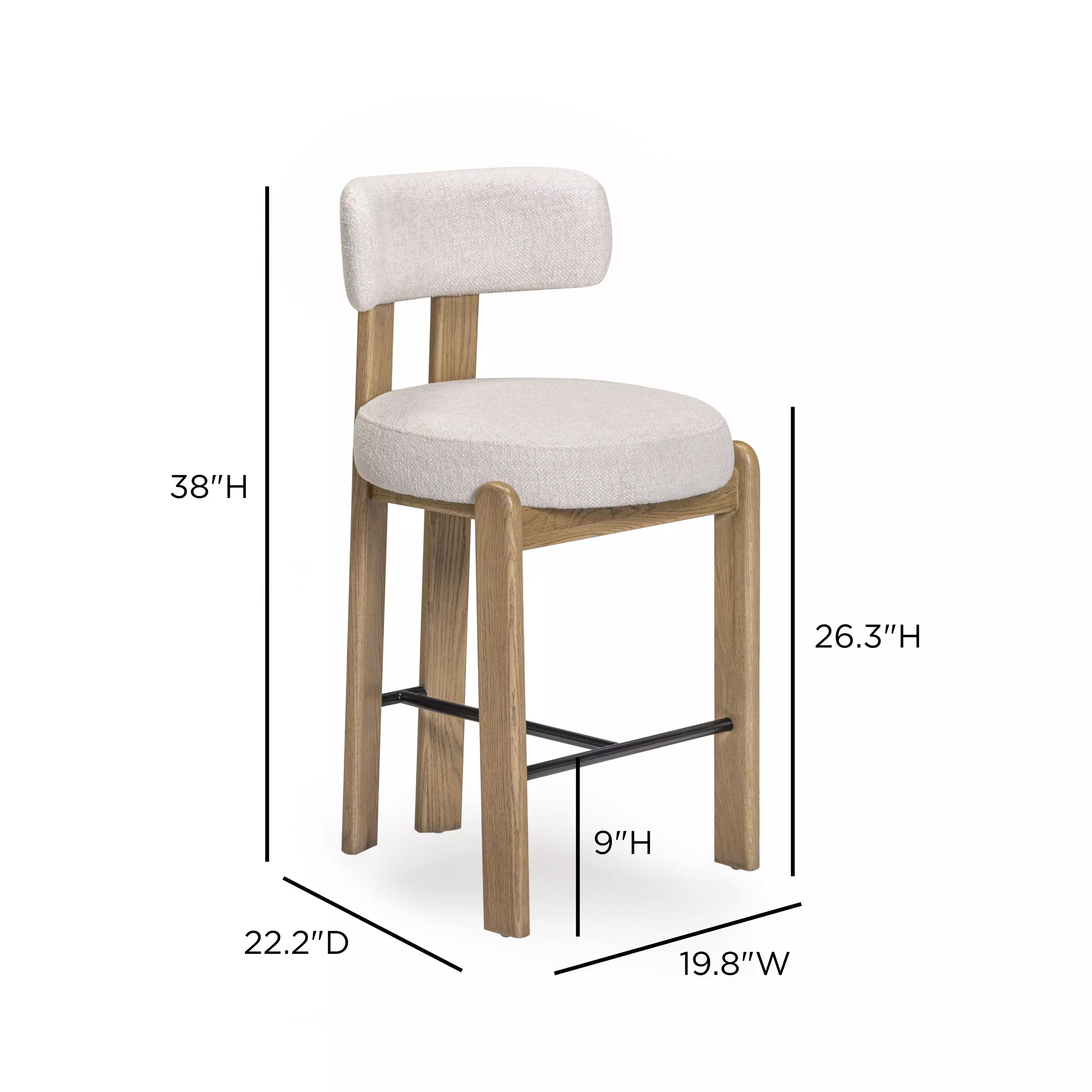 Odessa Cream Performance Fabric Upholstered Counter Height Stool