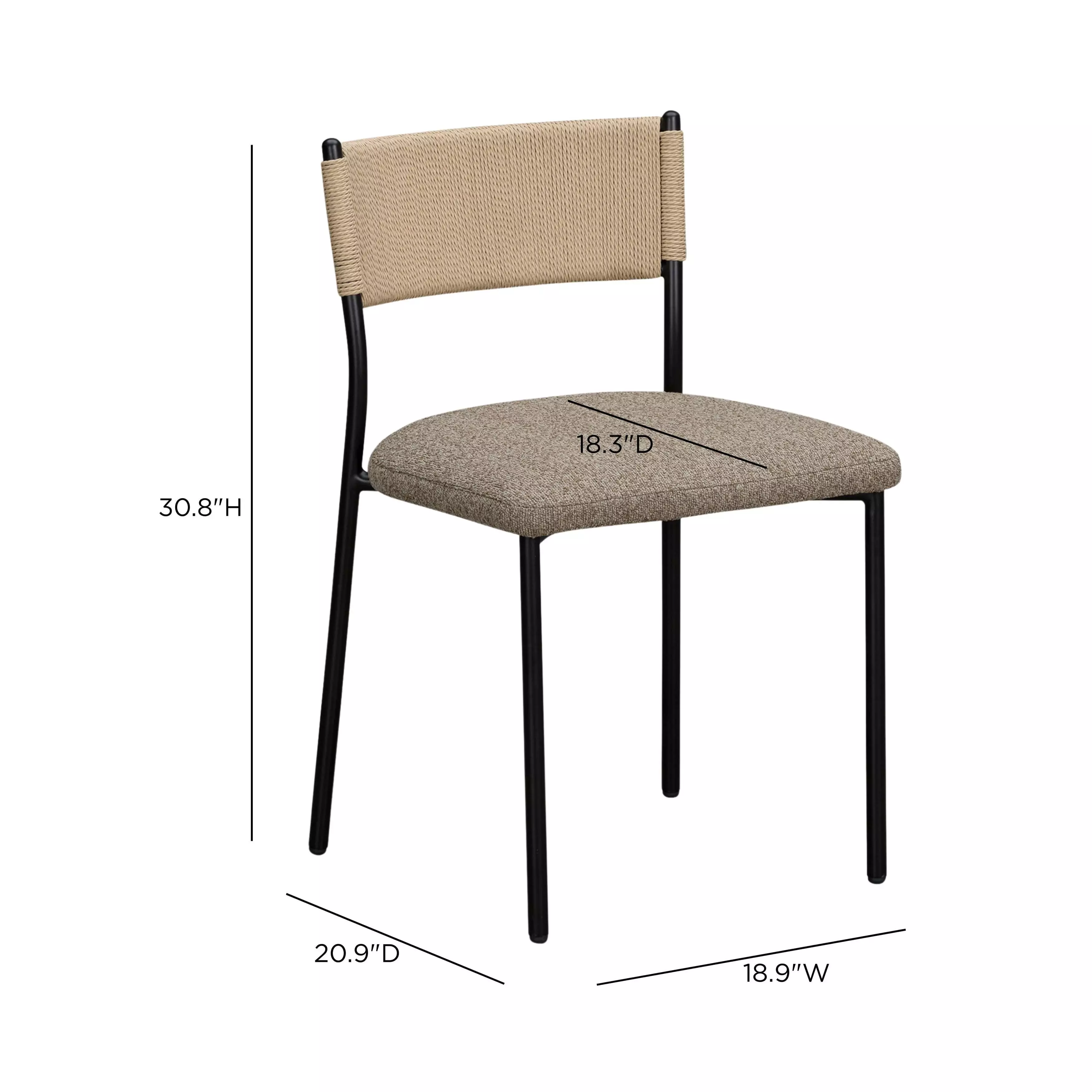 Celine Brown Performance Boucle Upholstered Dining Chair Set of 2