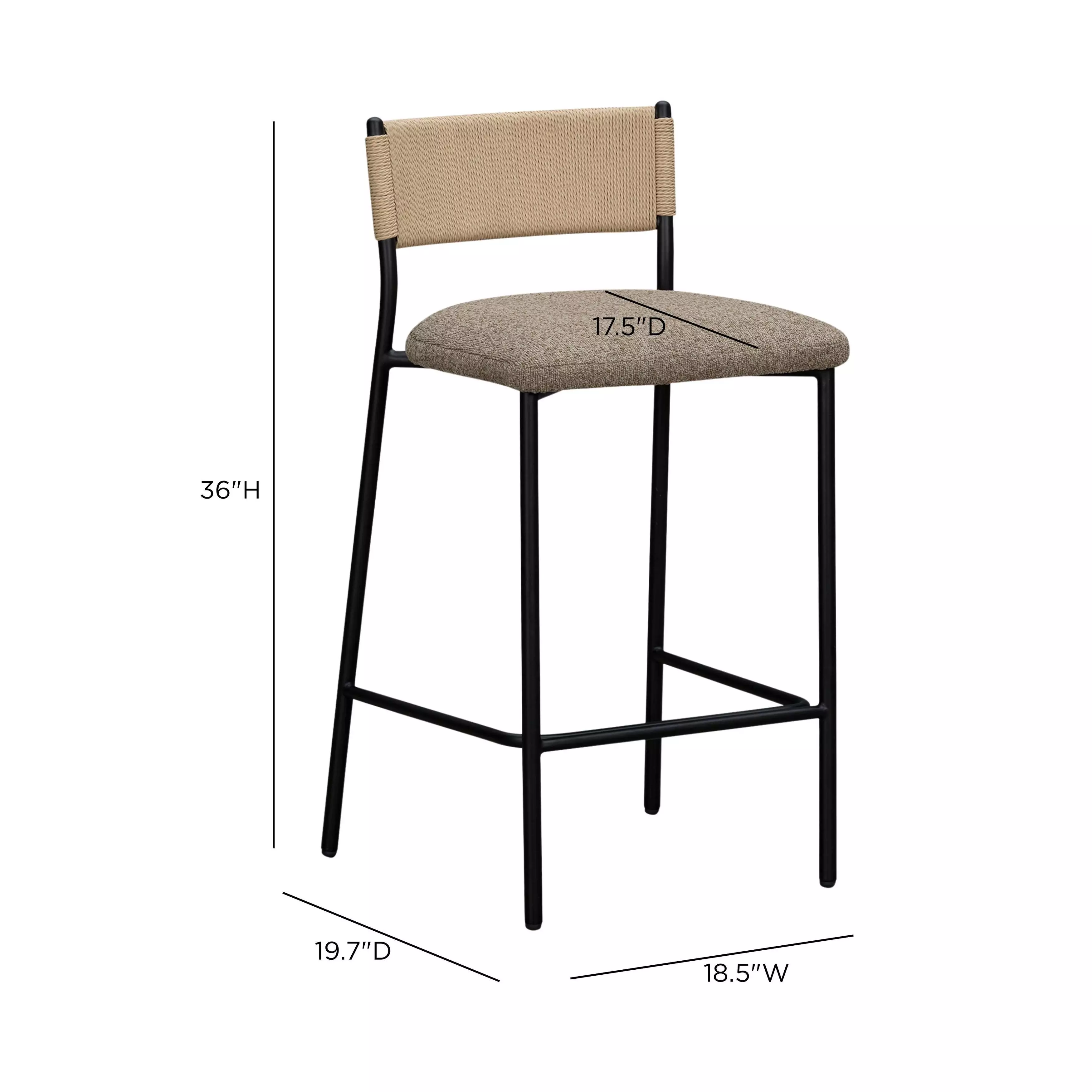 Celine Brown Performance Boucle Upholstered Counter Height Stool