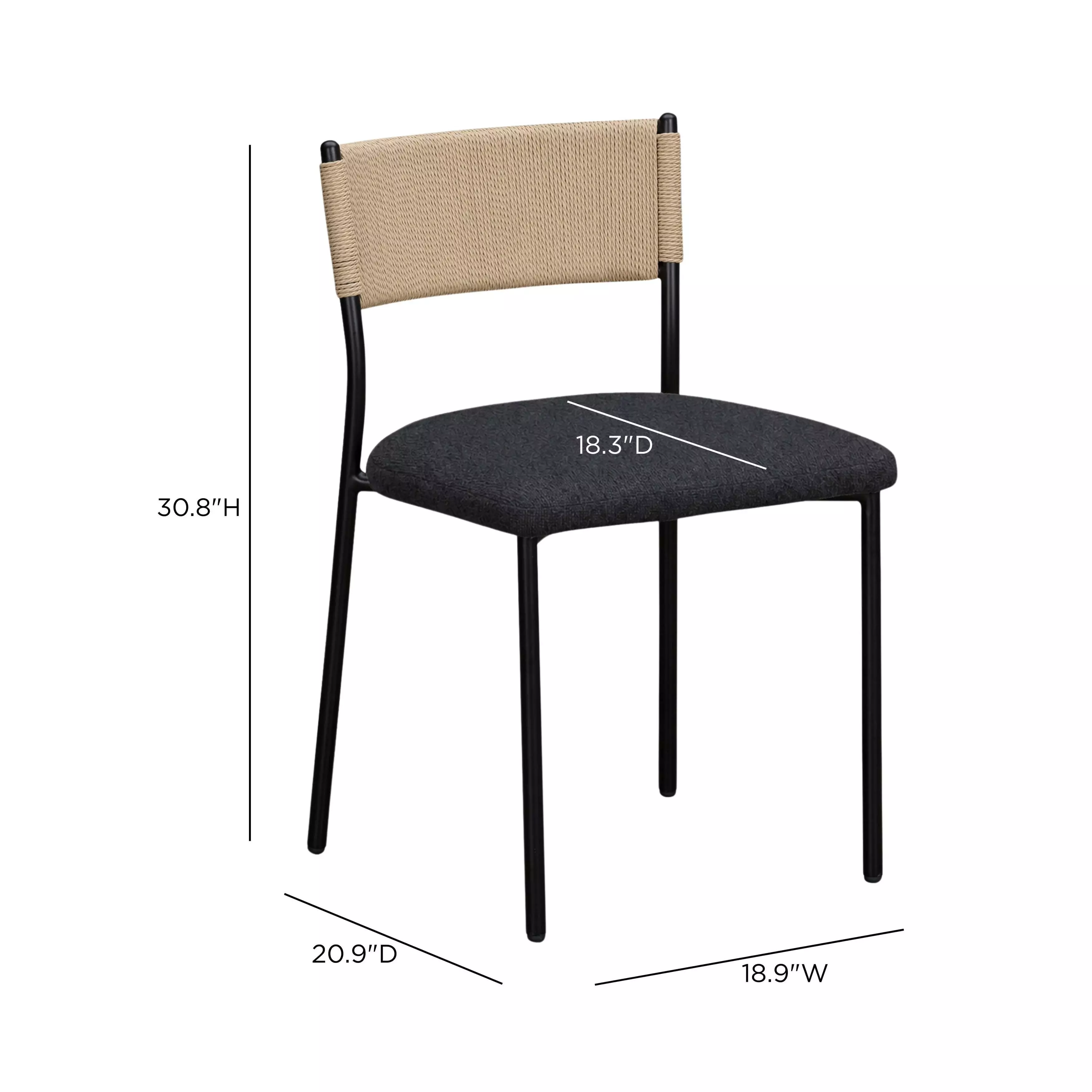 Celine Black Performance Boucle Upholstered Dining Chair Set of 2