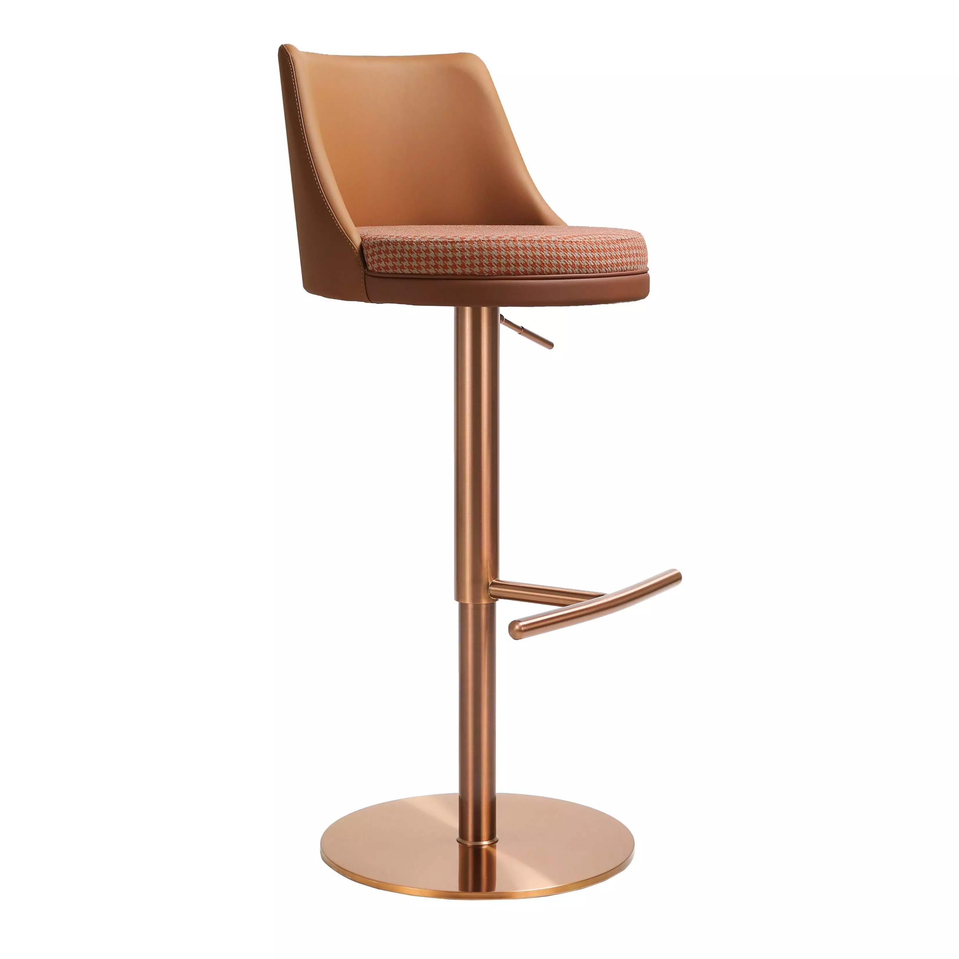 Reagan Cafe Au Lait Houndstooth Adjustable Swivel Bar Stool