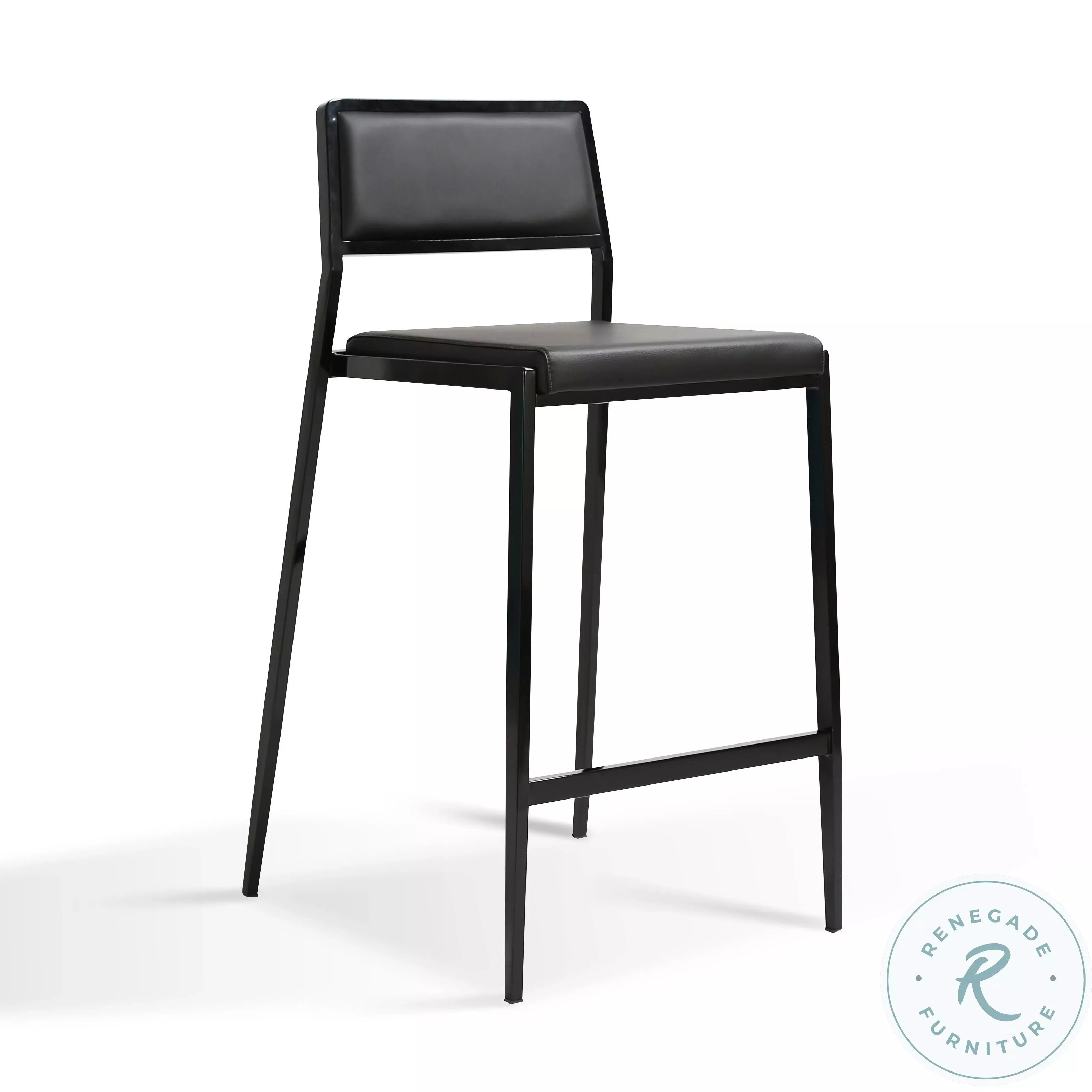 Gale Black Performance Vegan Leather Stackable Stool Set of 2 From